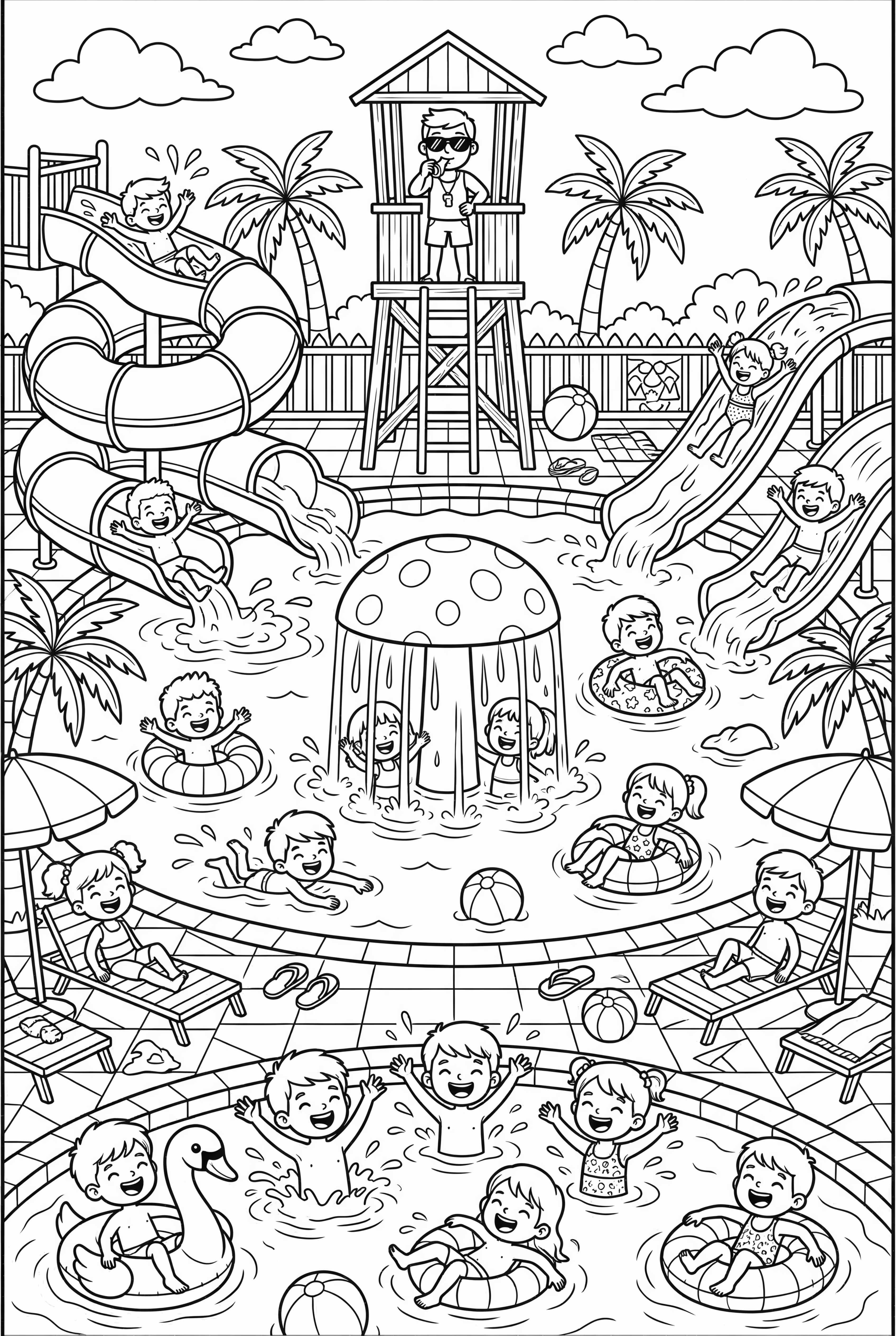 A Crowded Summer Water Park Scene