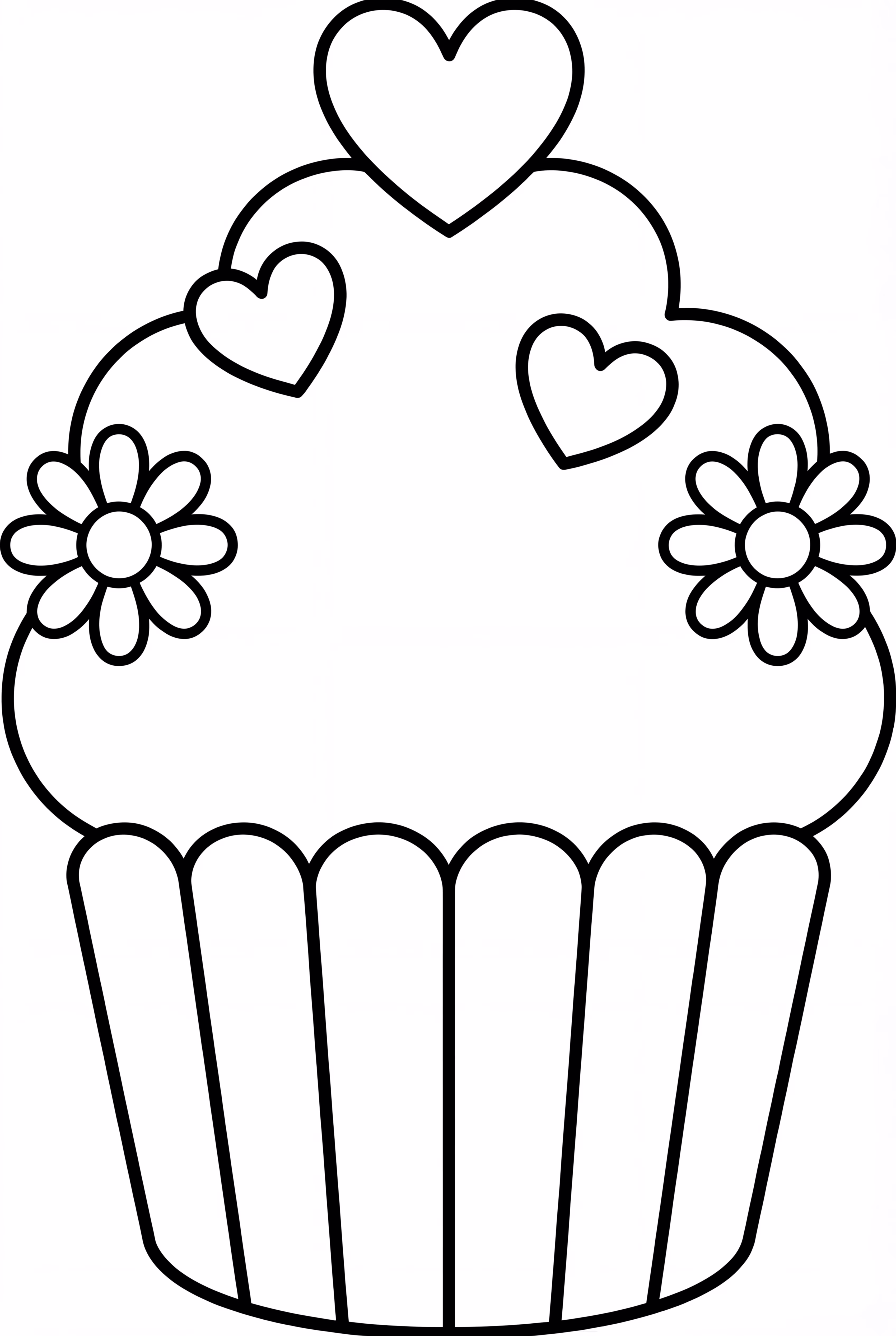 A Cupcake With Hearts and Flowers