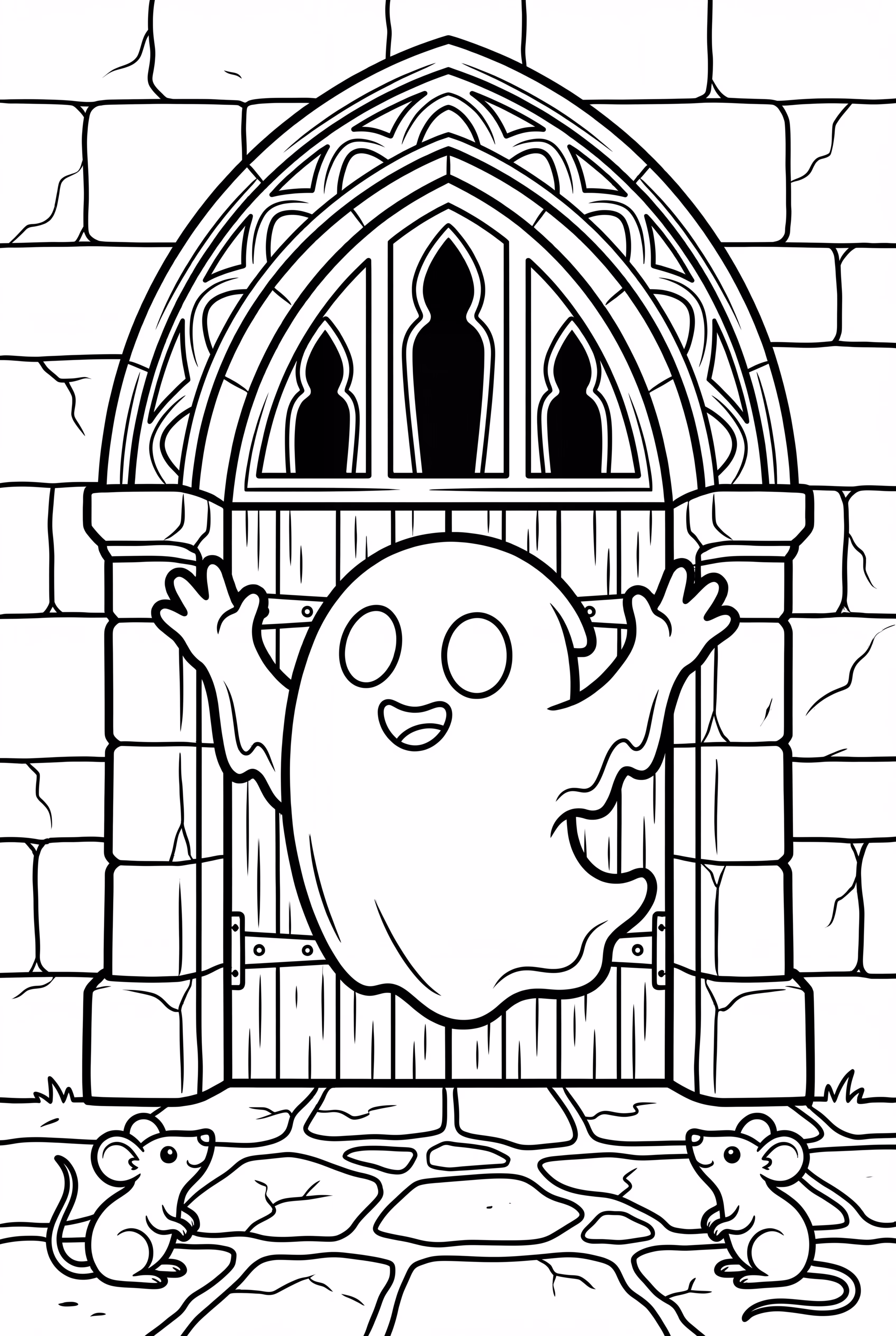 호기심 많은 유령이 성을 탐험하는 모습