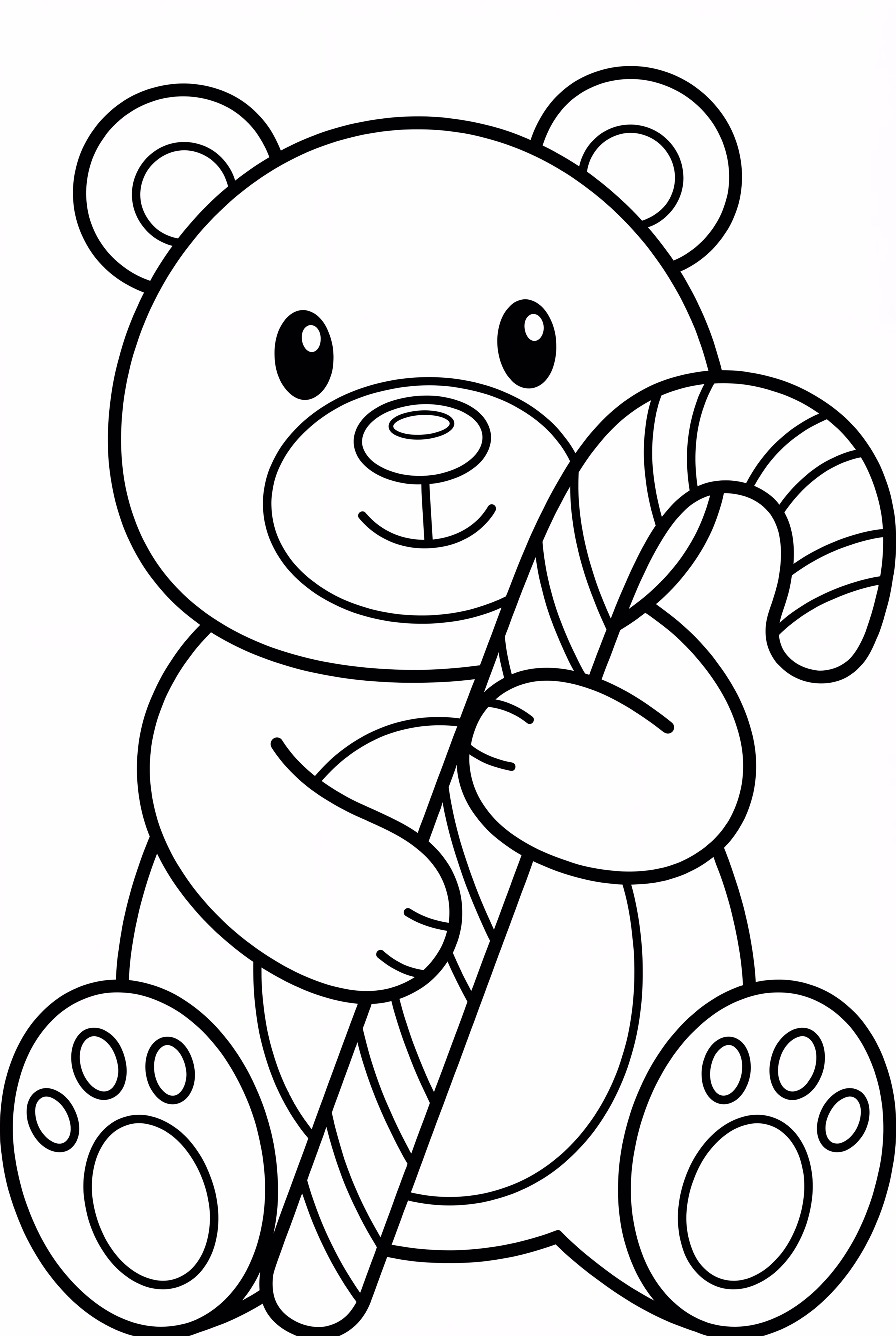 A Cute Bear Holding A Candy Cane