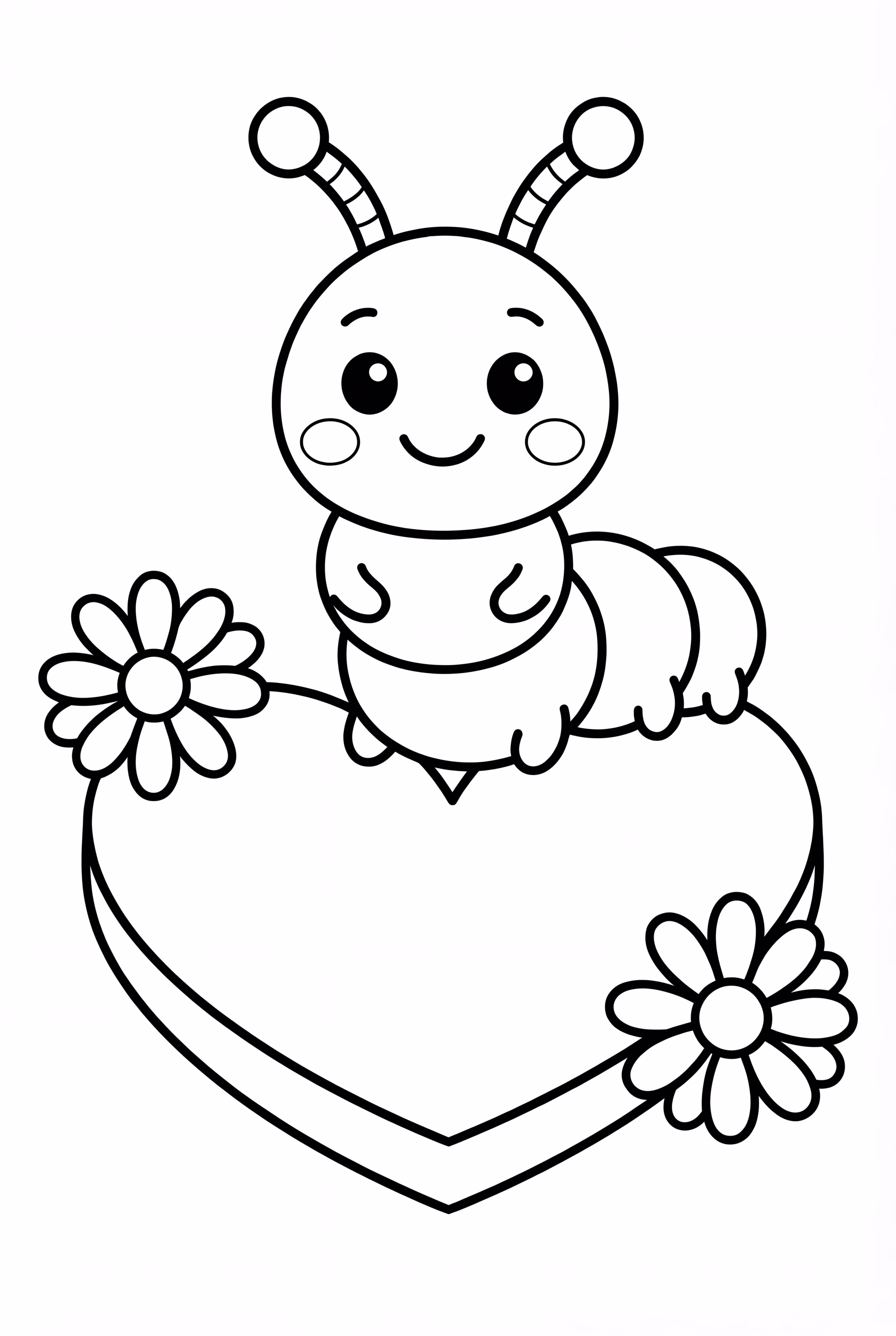 A Cute Caterpillar On Hearts and Flowers