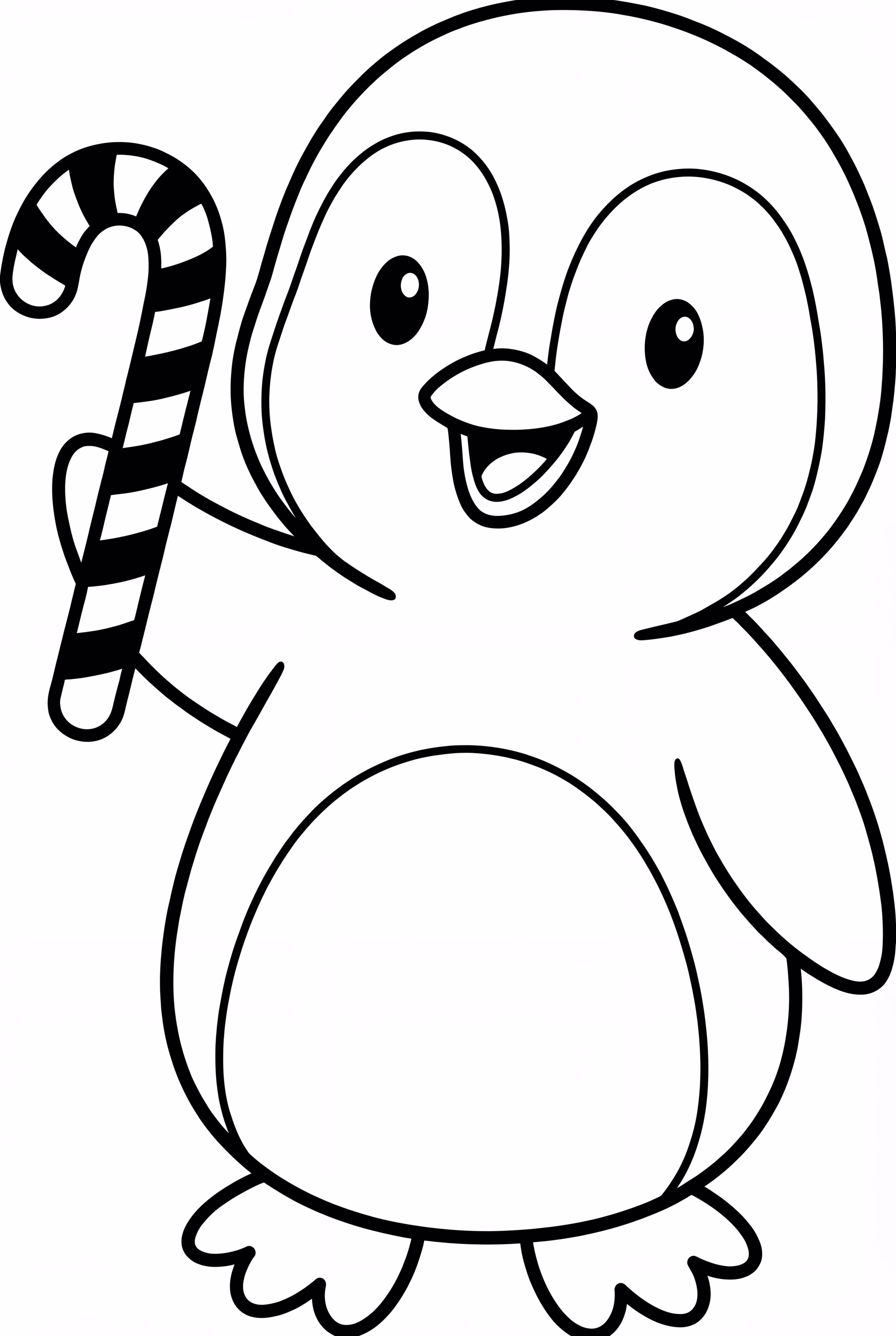 Um Pinguim Fofo Segurando uma Bengala Doce