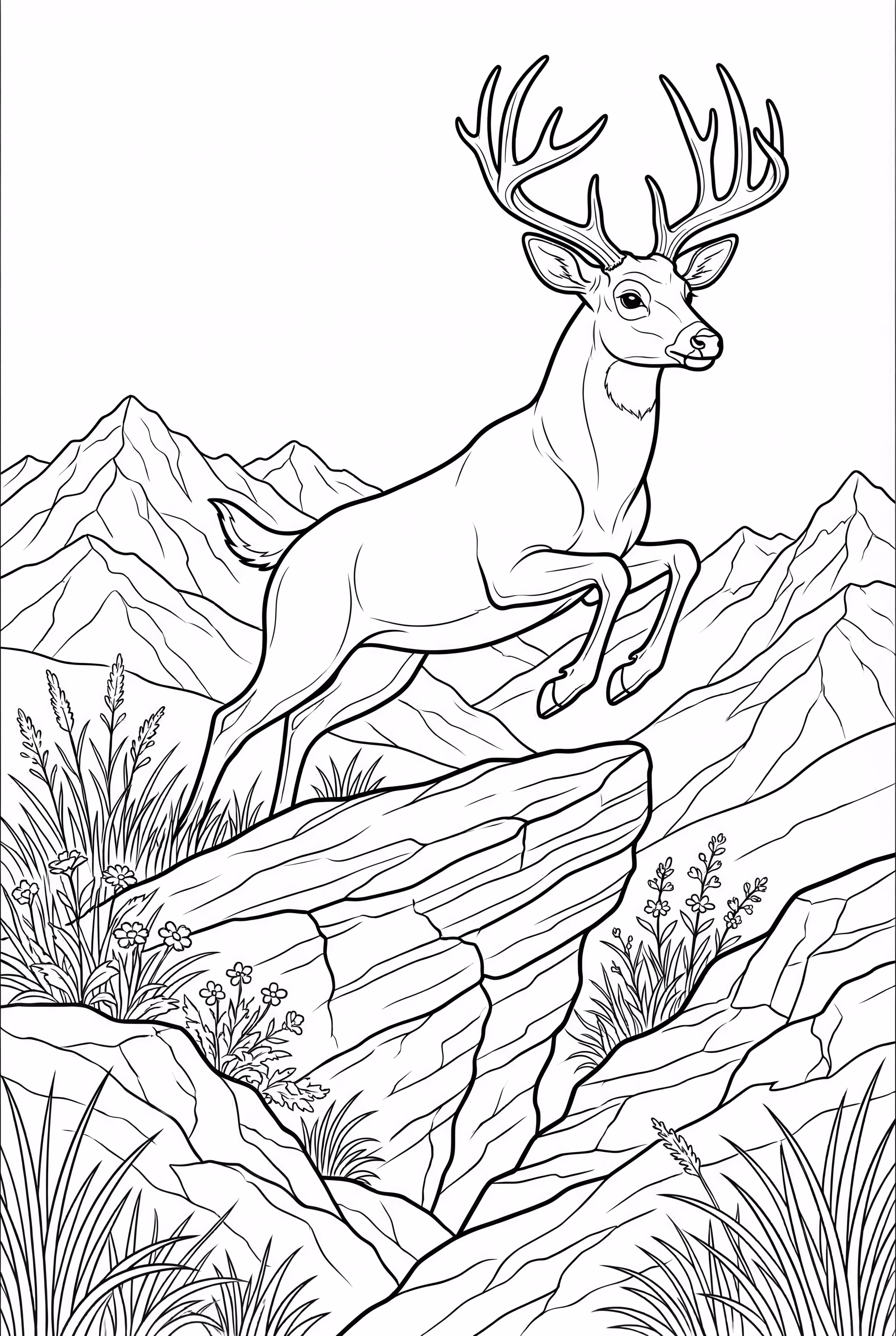 Ein Reh springt auf einem Hügel