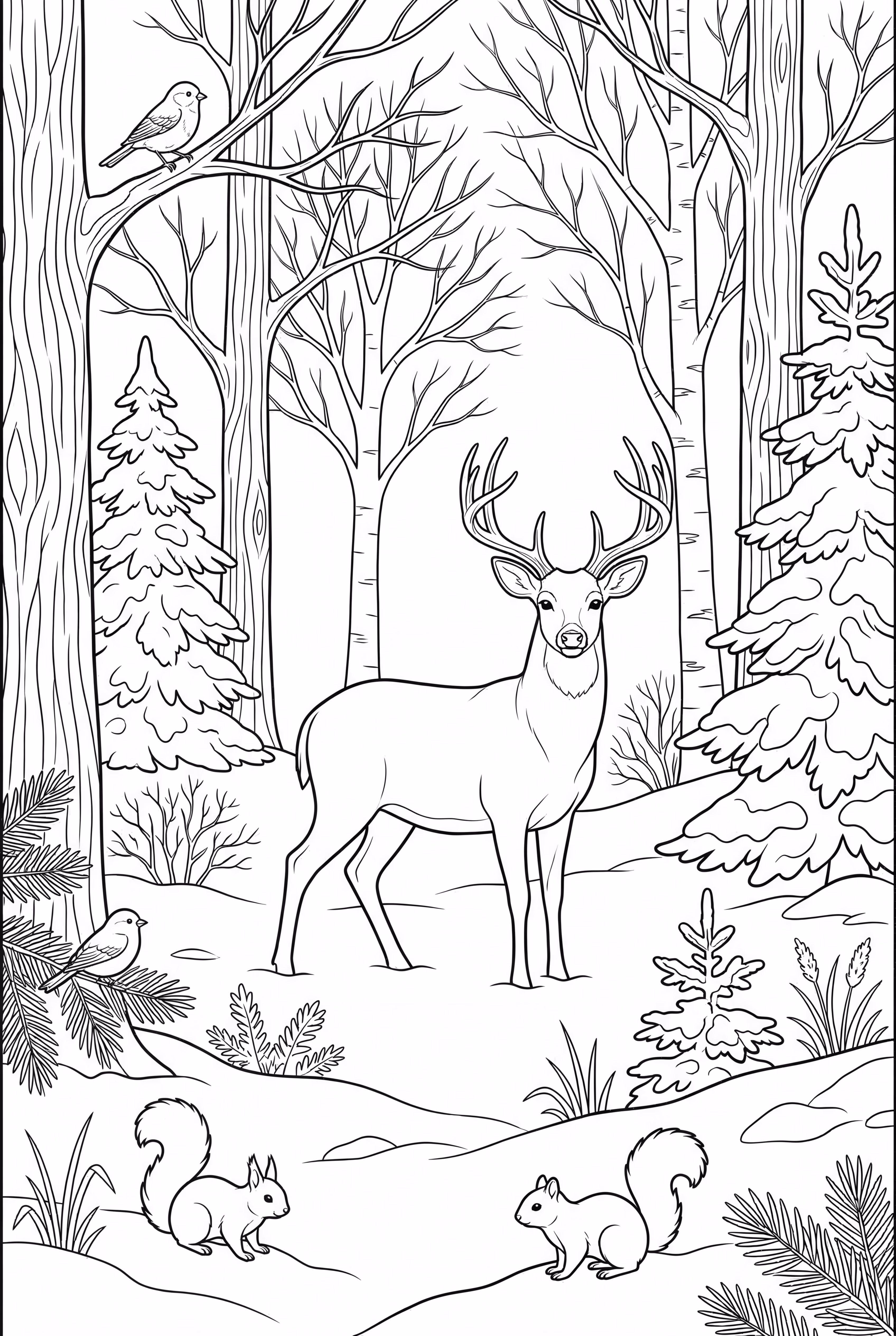 A Dense and Snowy Winter Forest