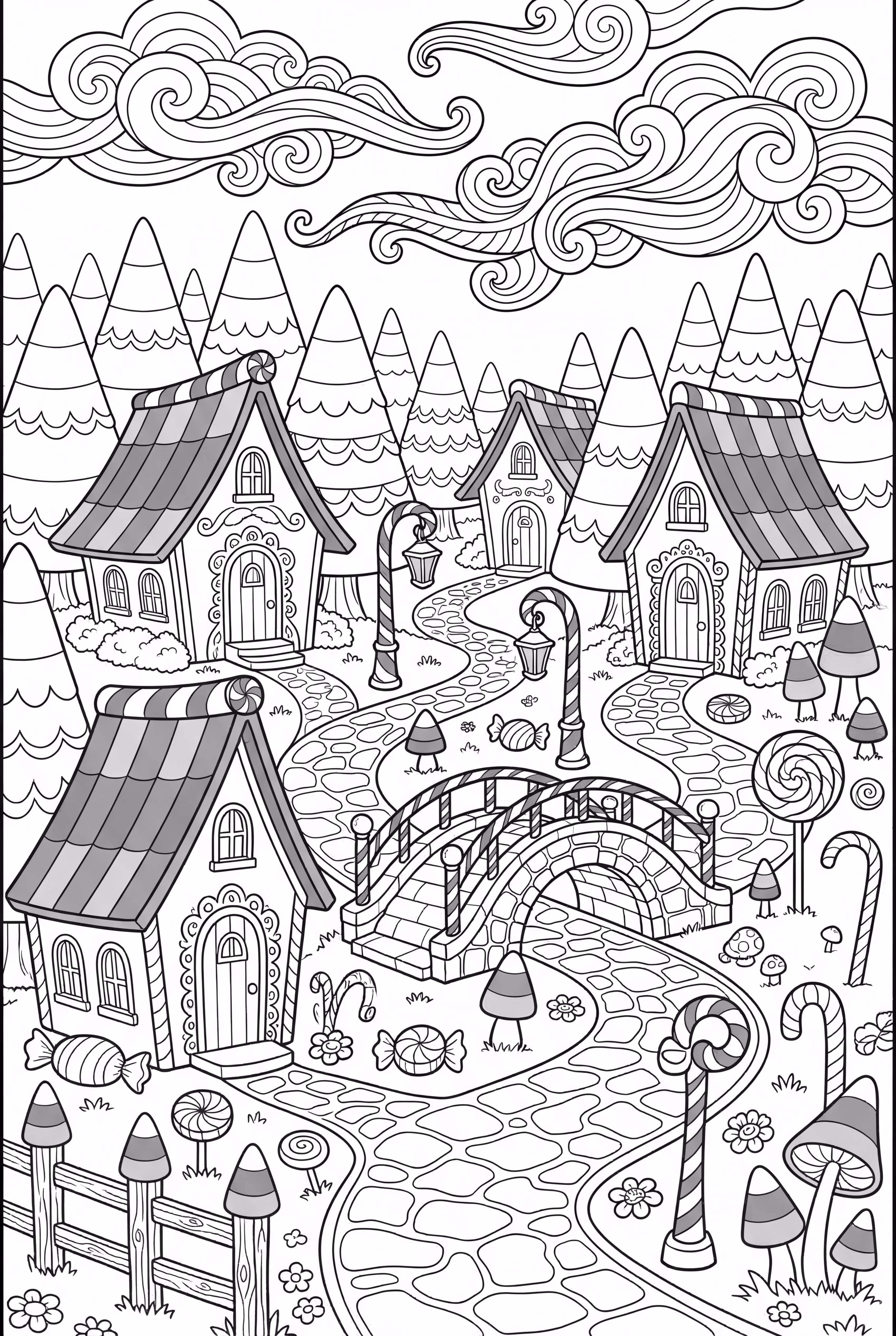 A Detailed Candy Corn Village