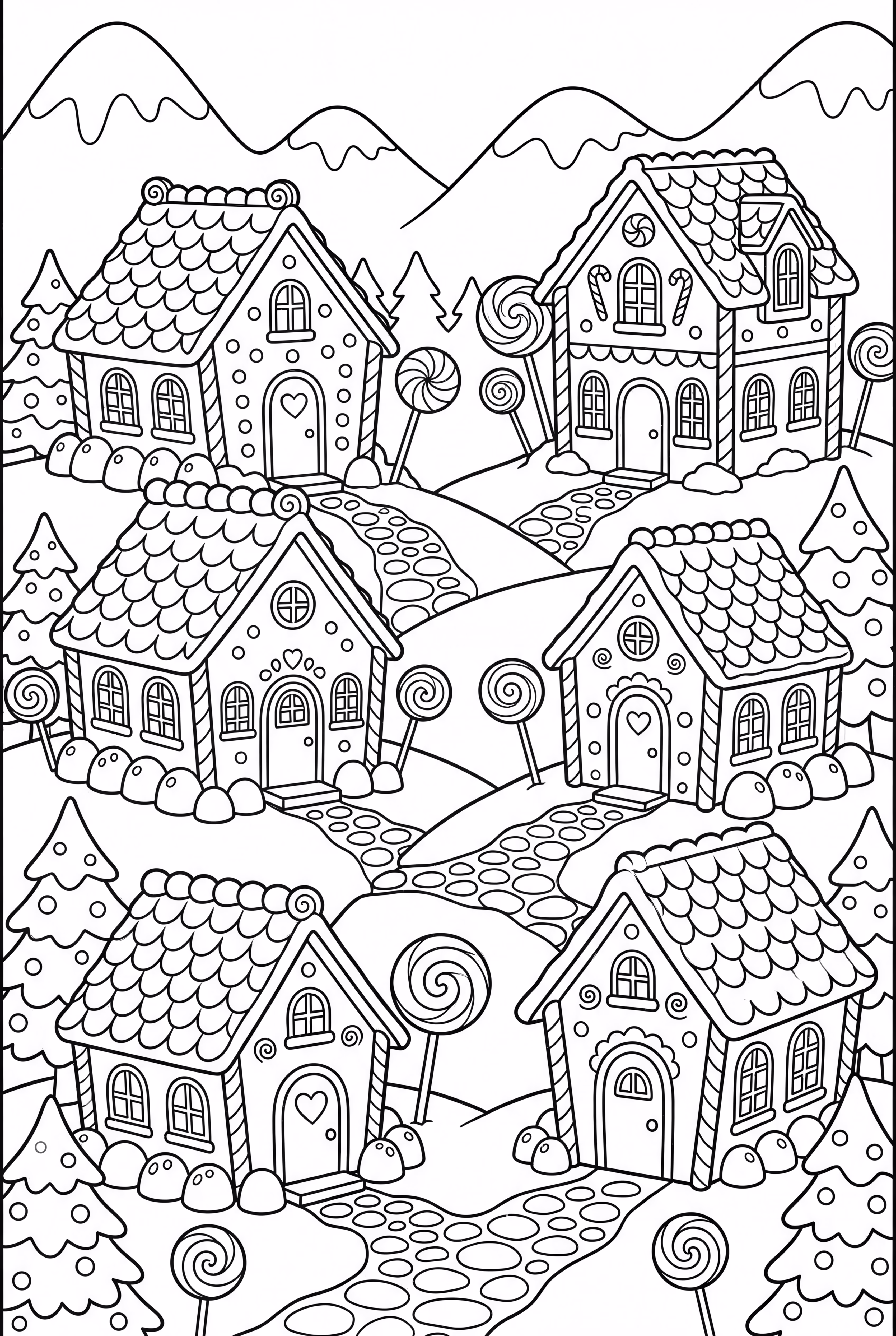 A Detailed Gingerbread House Village