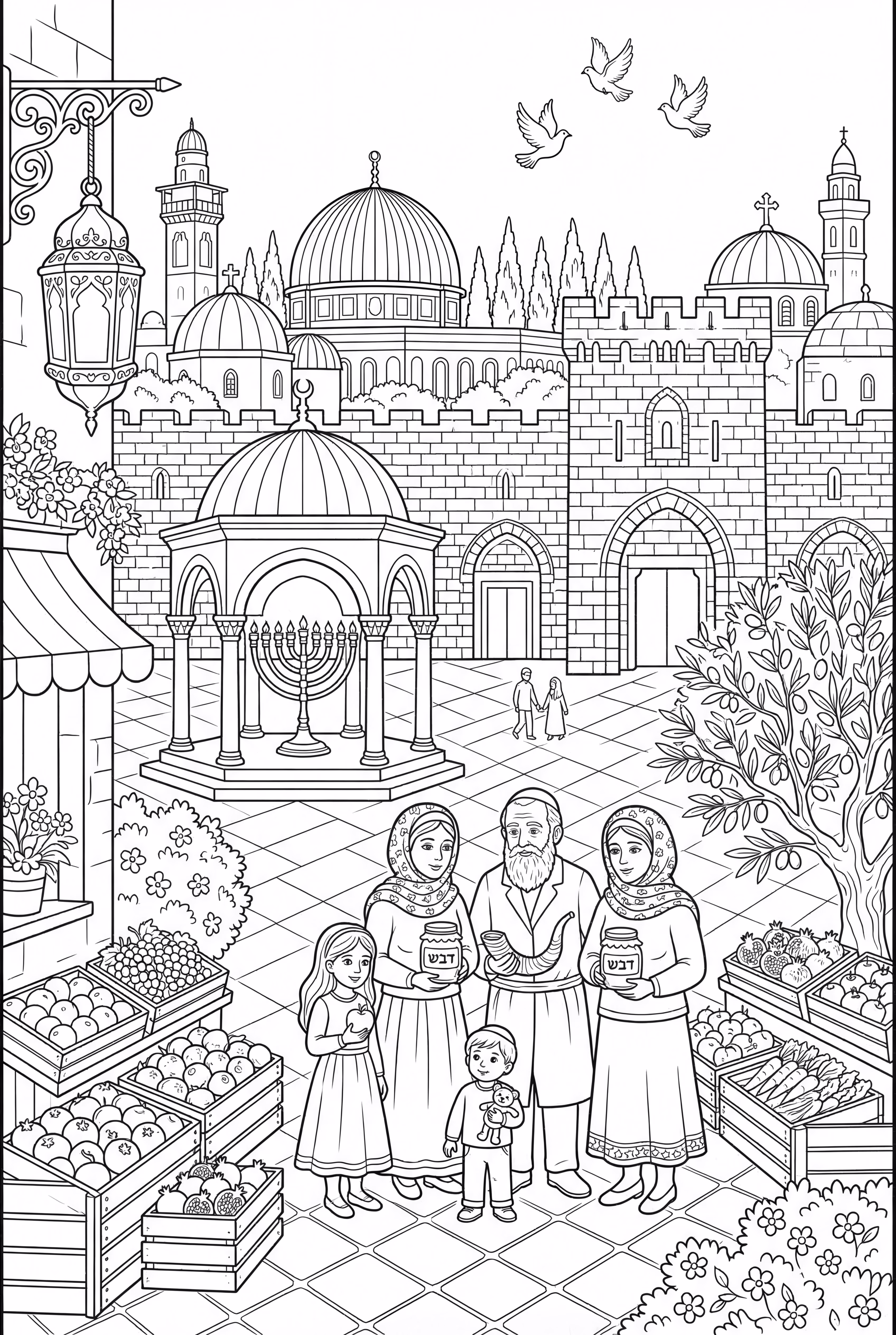 A Detailed Rosh Hashanah Jerusalem Scene