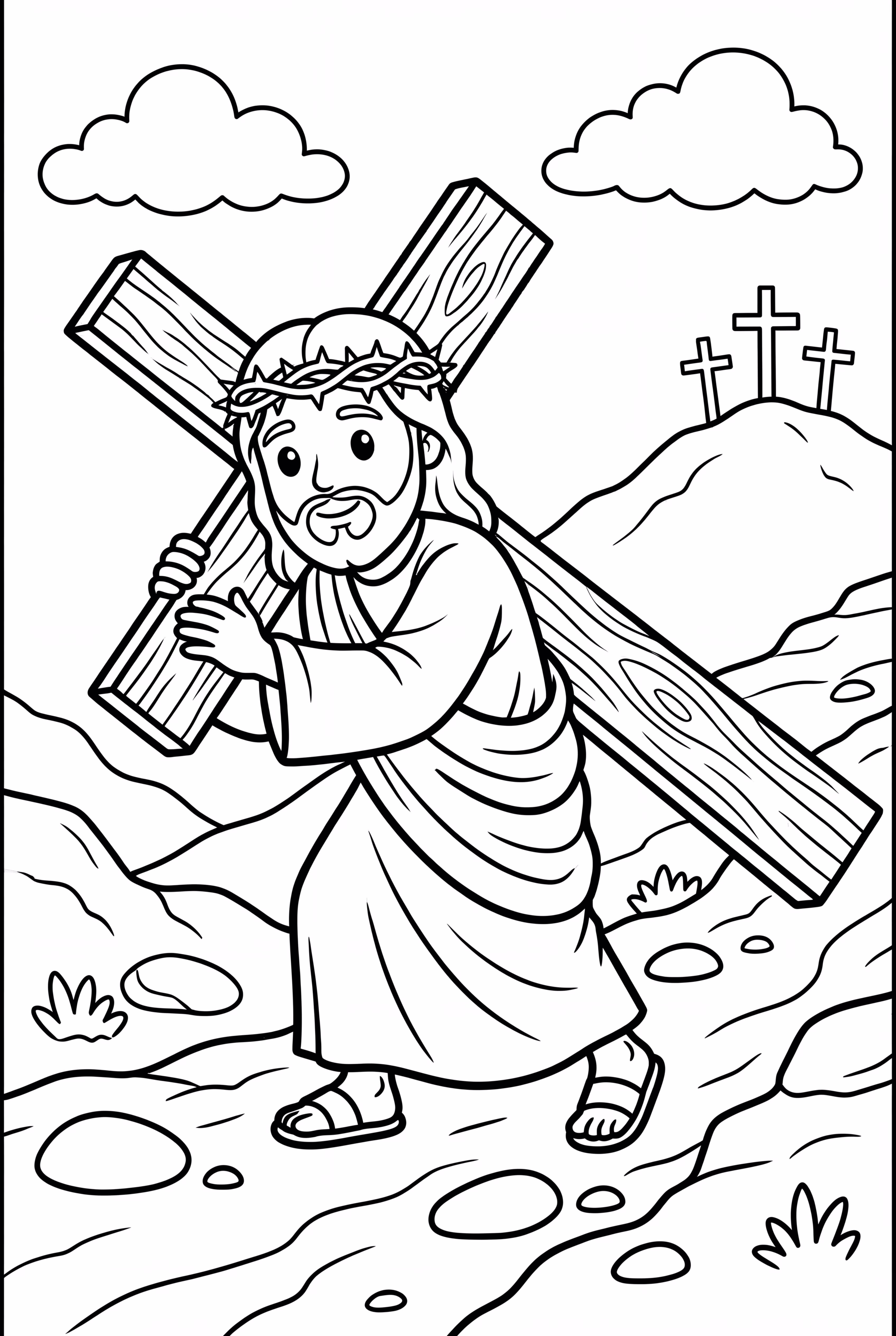 A Detailed Scene Of Jesus Carrying The Cross