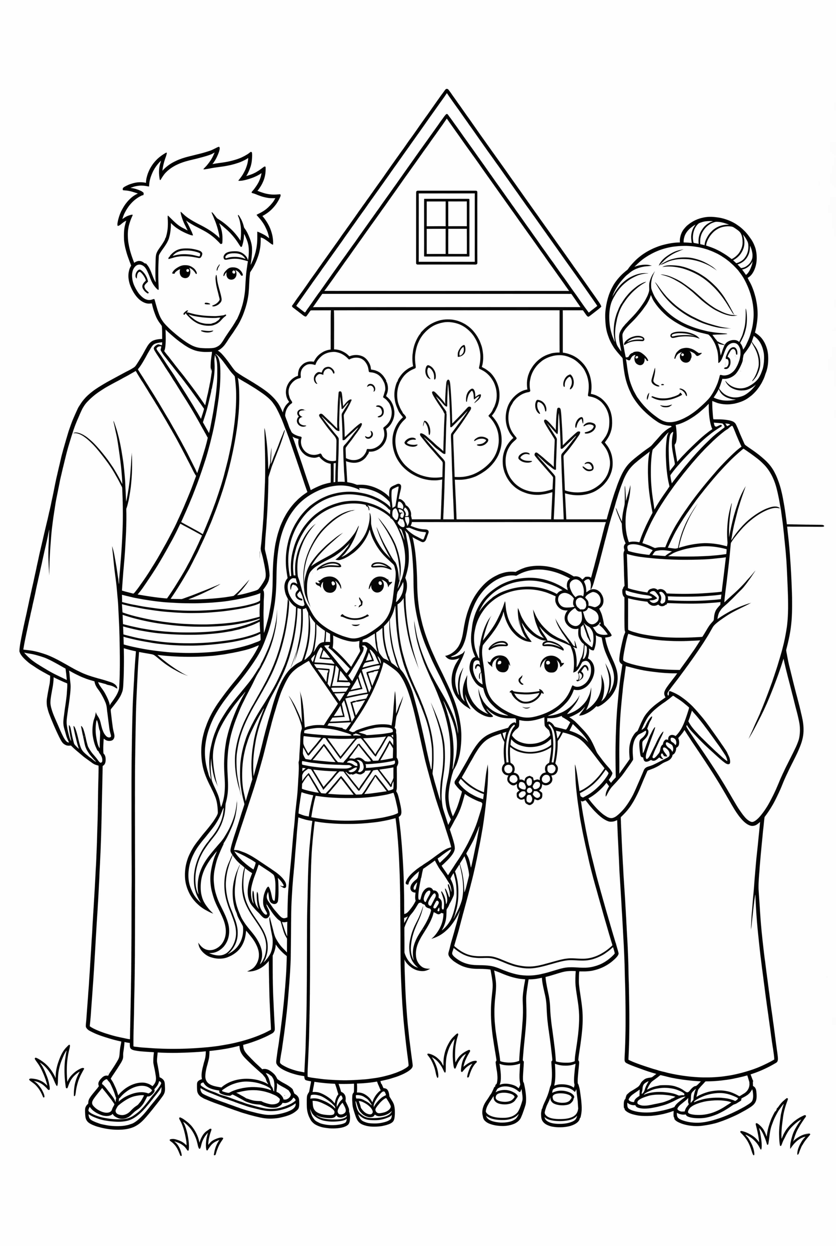 A Detailed Scene Of Nezuko And Her Family