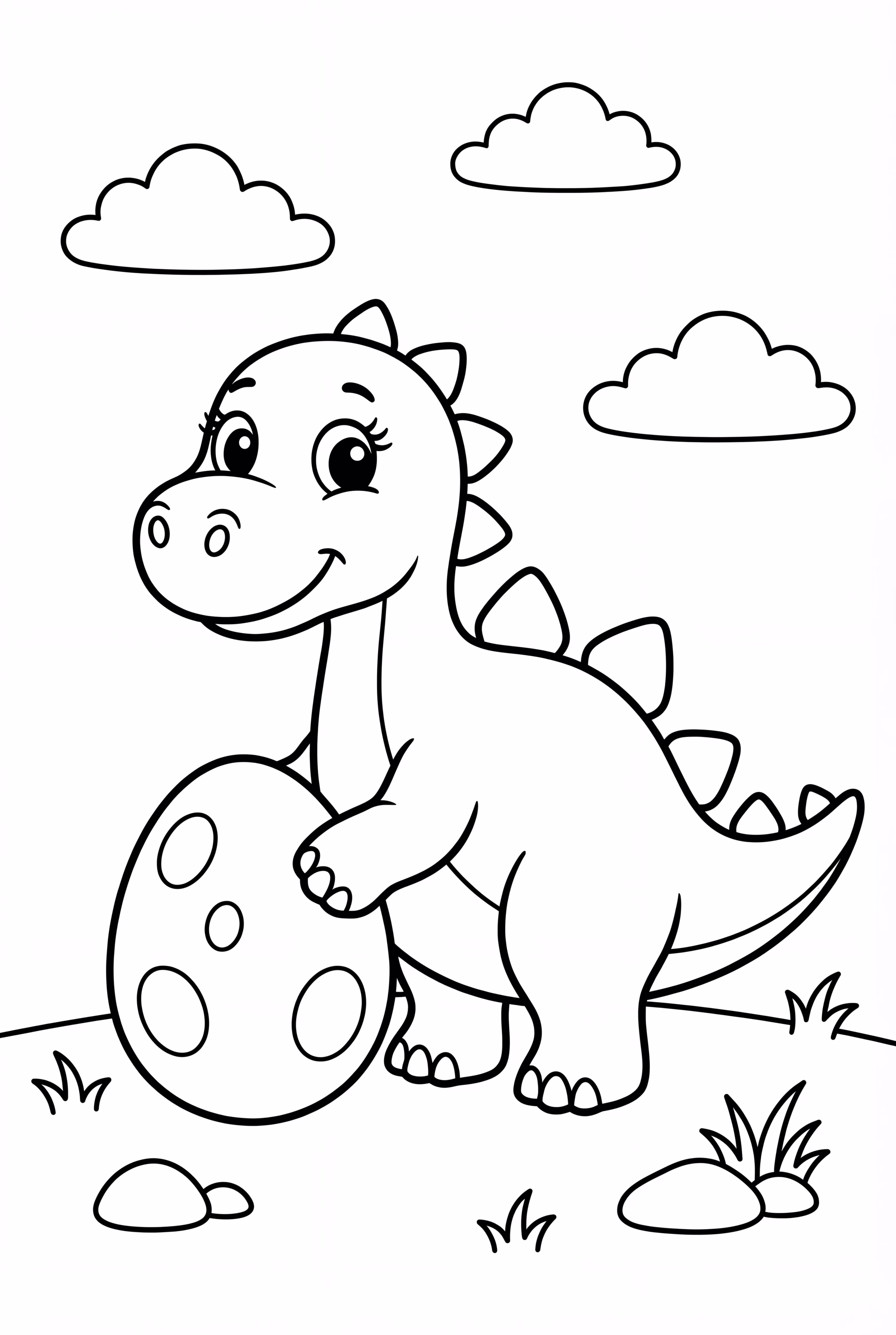 A Dinosaur Mom Watching Her Egg