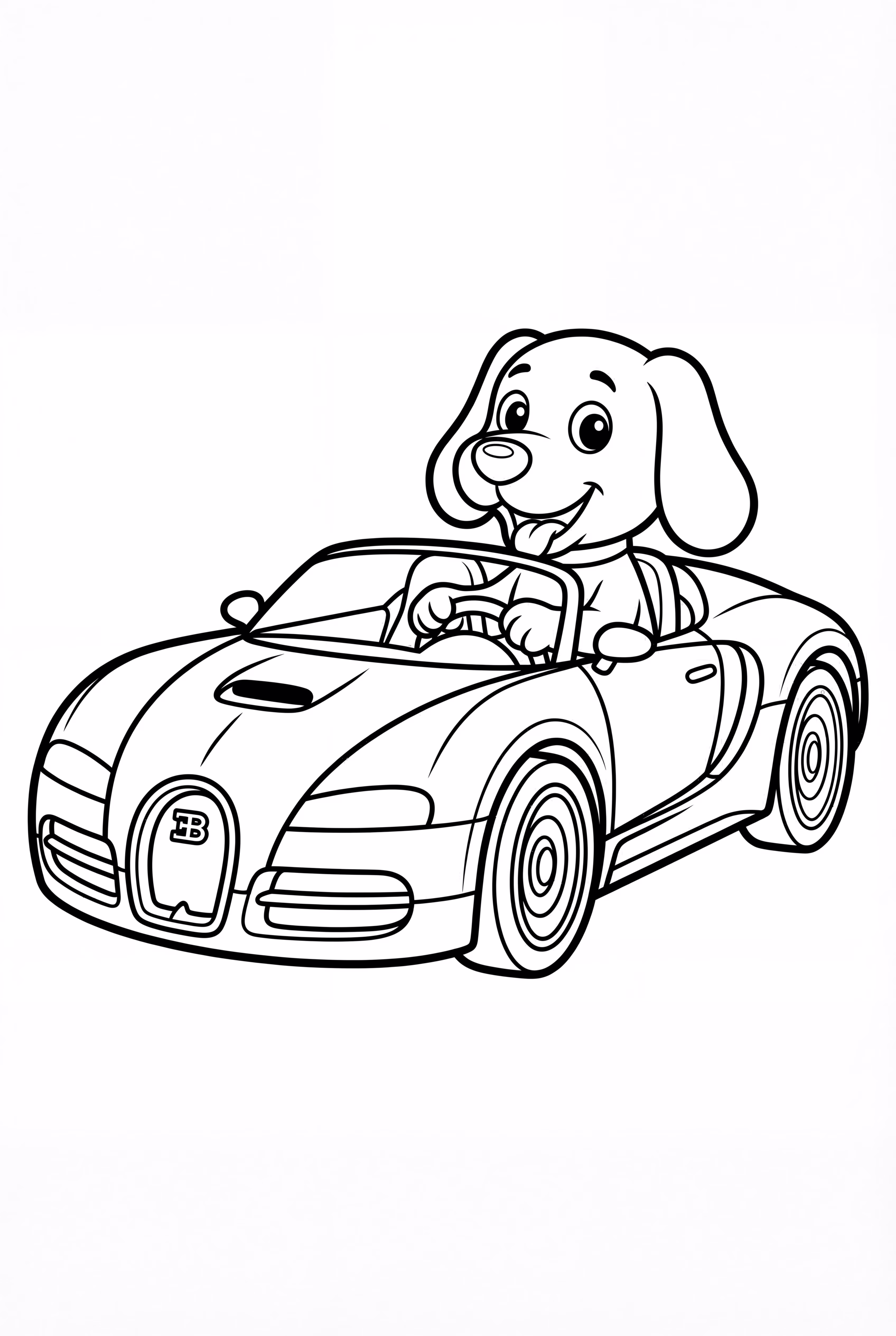 Ein Hund fährt einen Bugatti