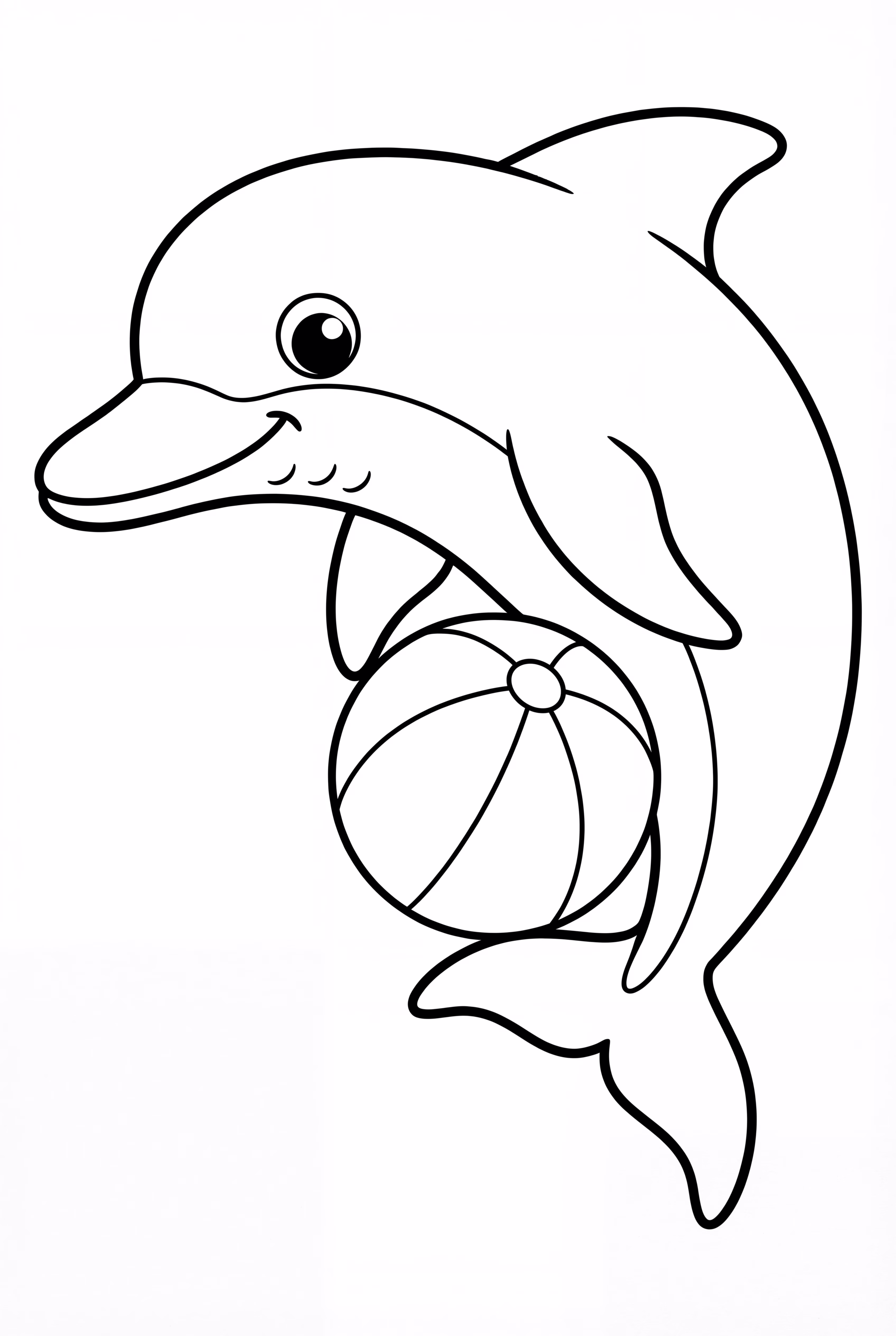 해변 공과 함께 점프하는 돌고래