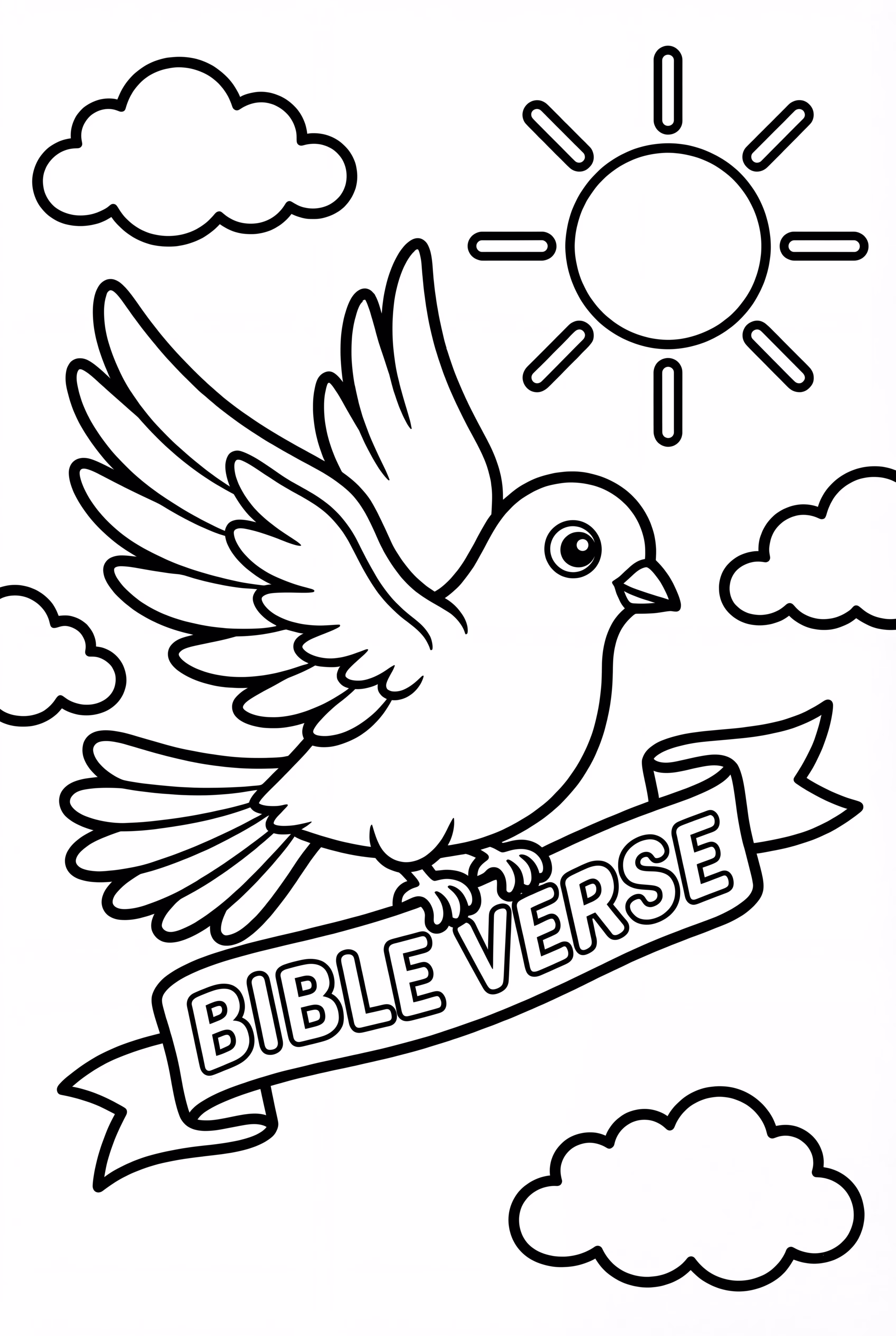 A Dove Flying With A Bible Verse Banner
