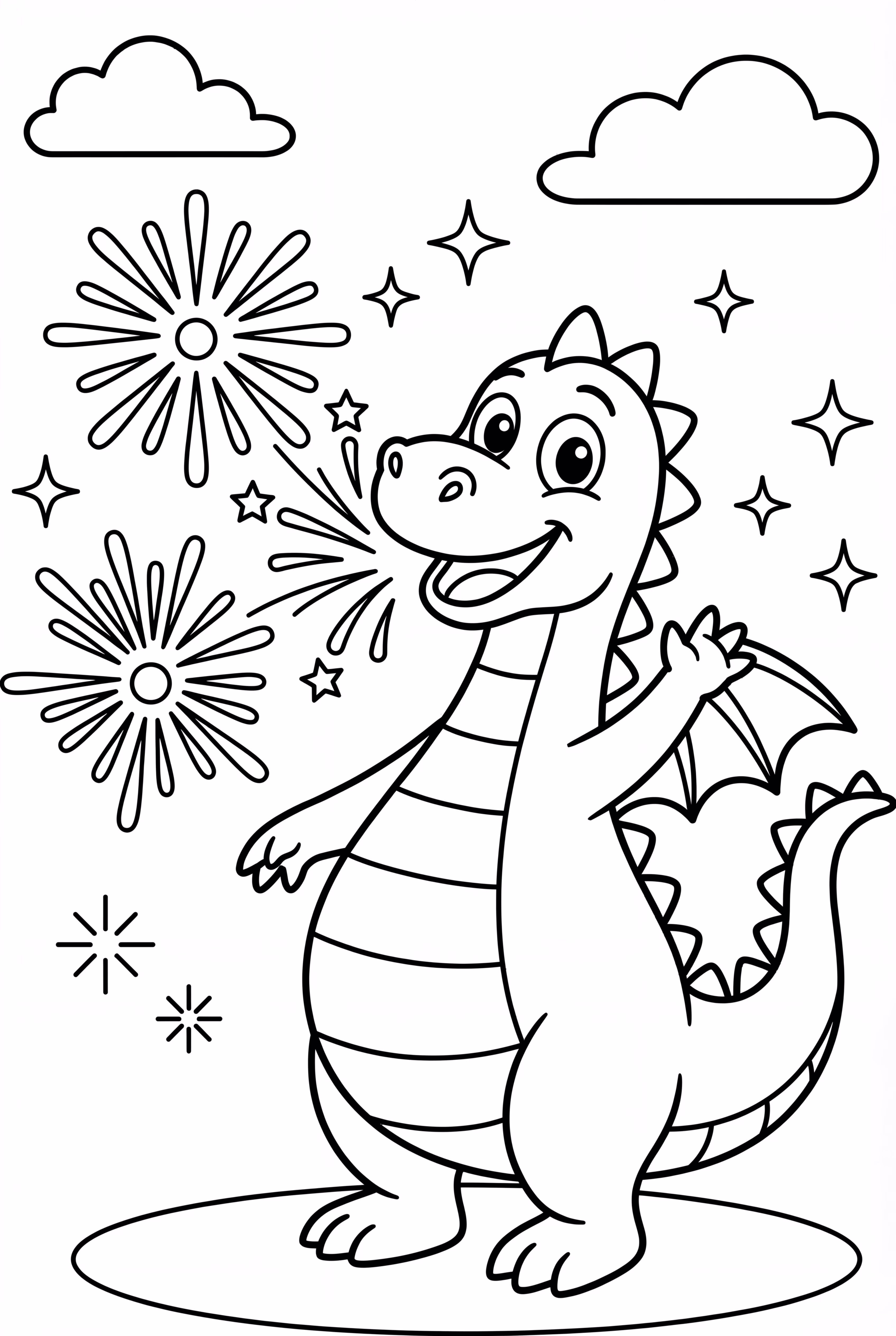 A Dragon Breathing Colorful Fireworks