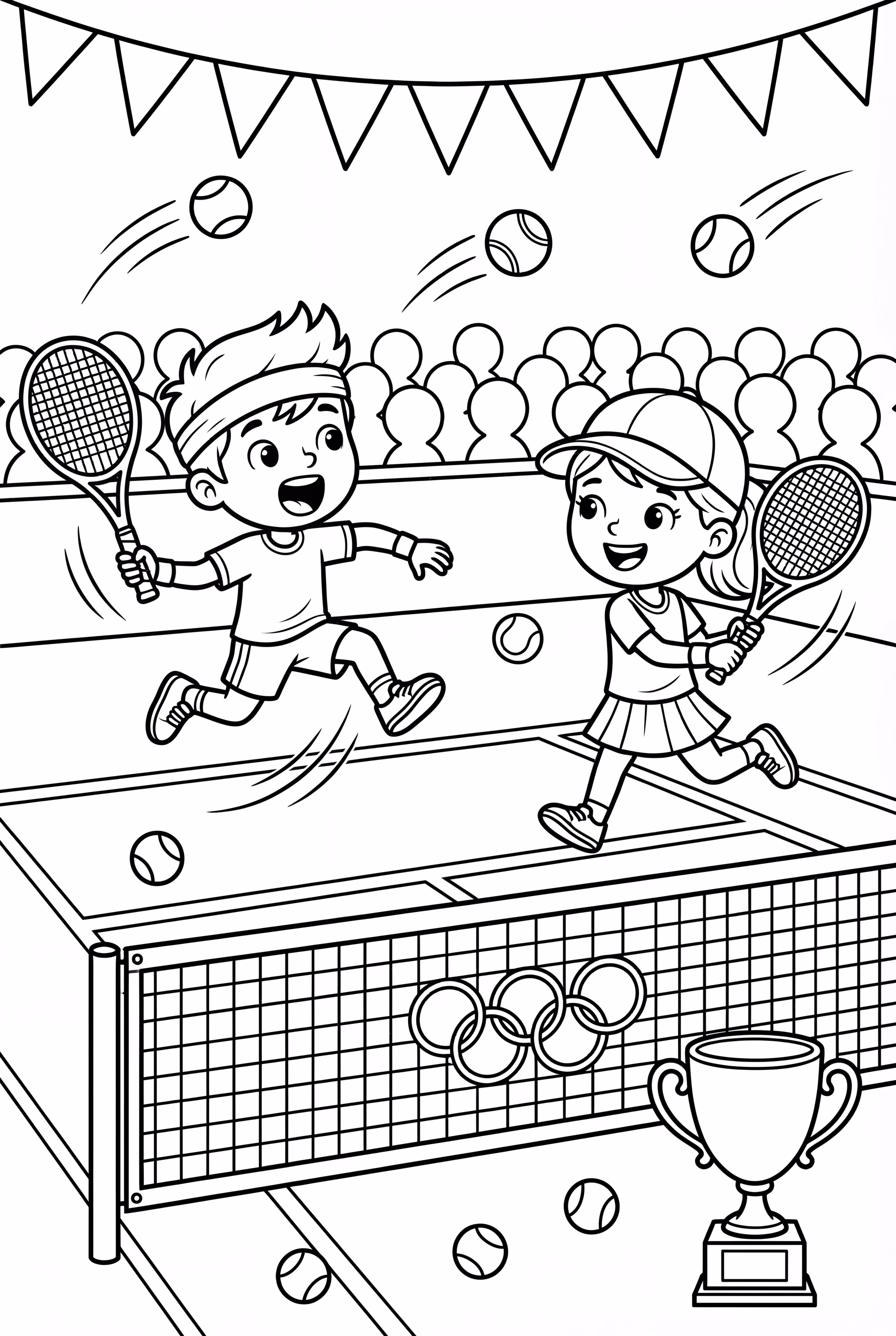 역동적인 올림픽 테니스 경기