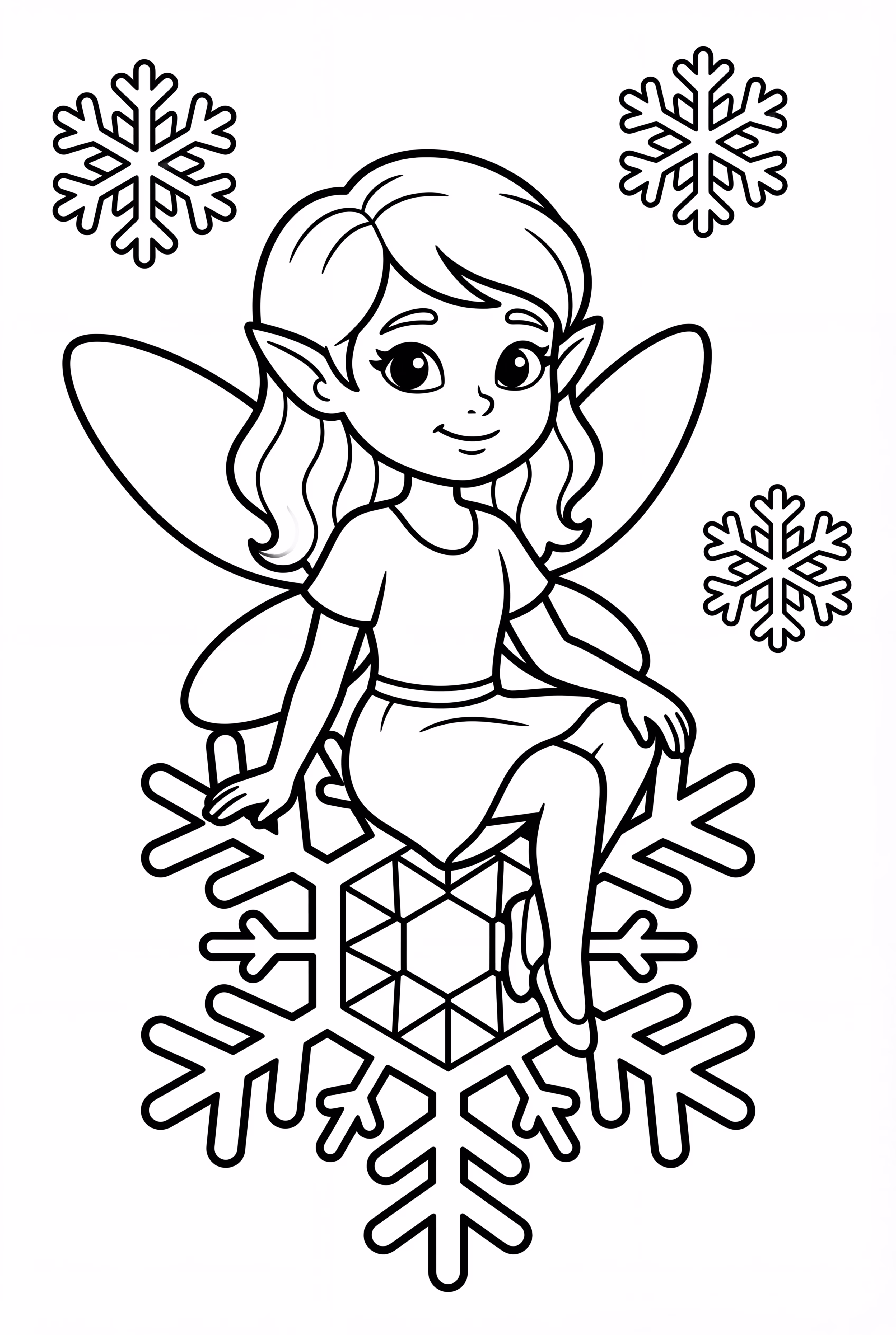 A Fairy Riding A Giant Snowflake