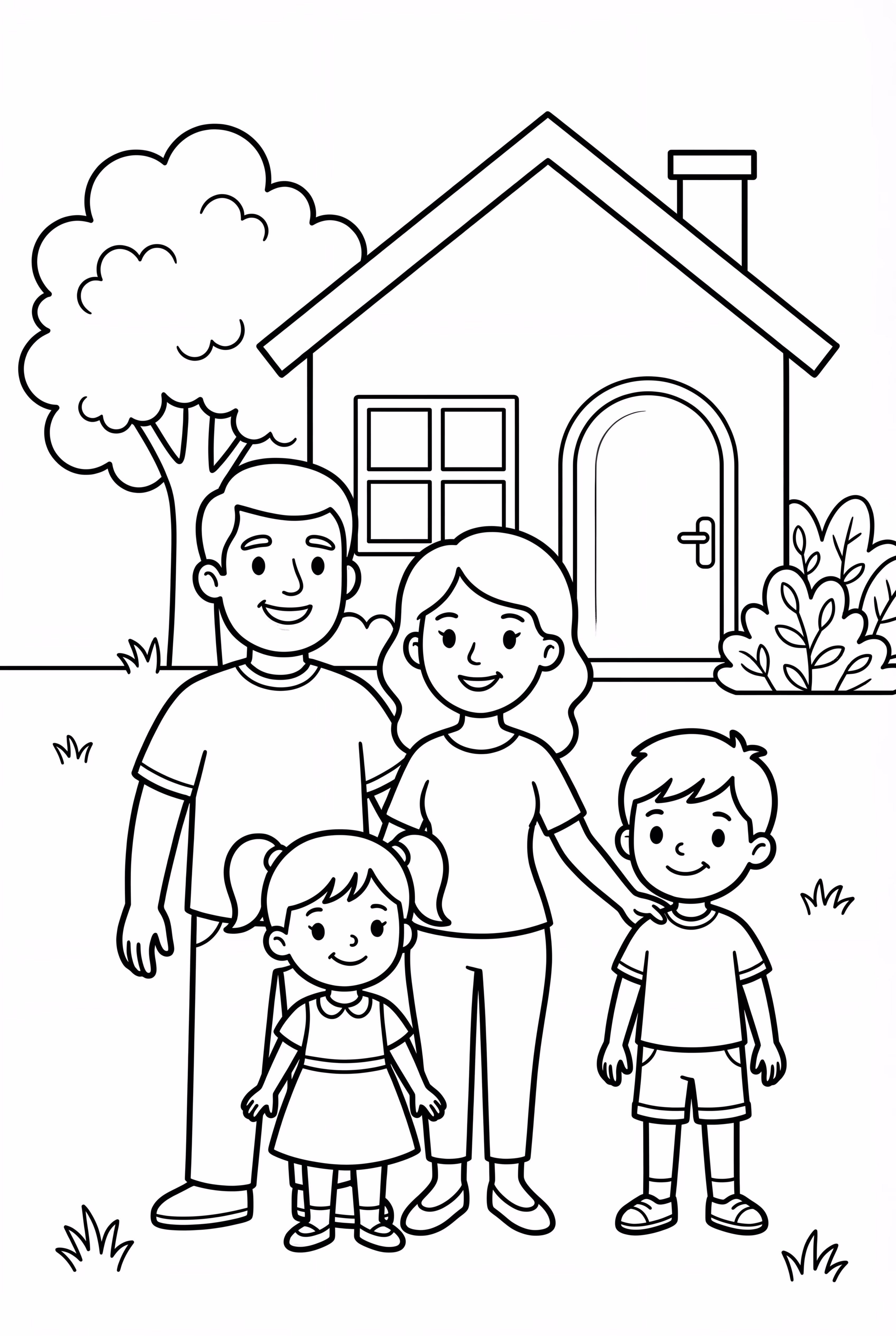 A Family in Front of their House