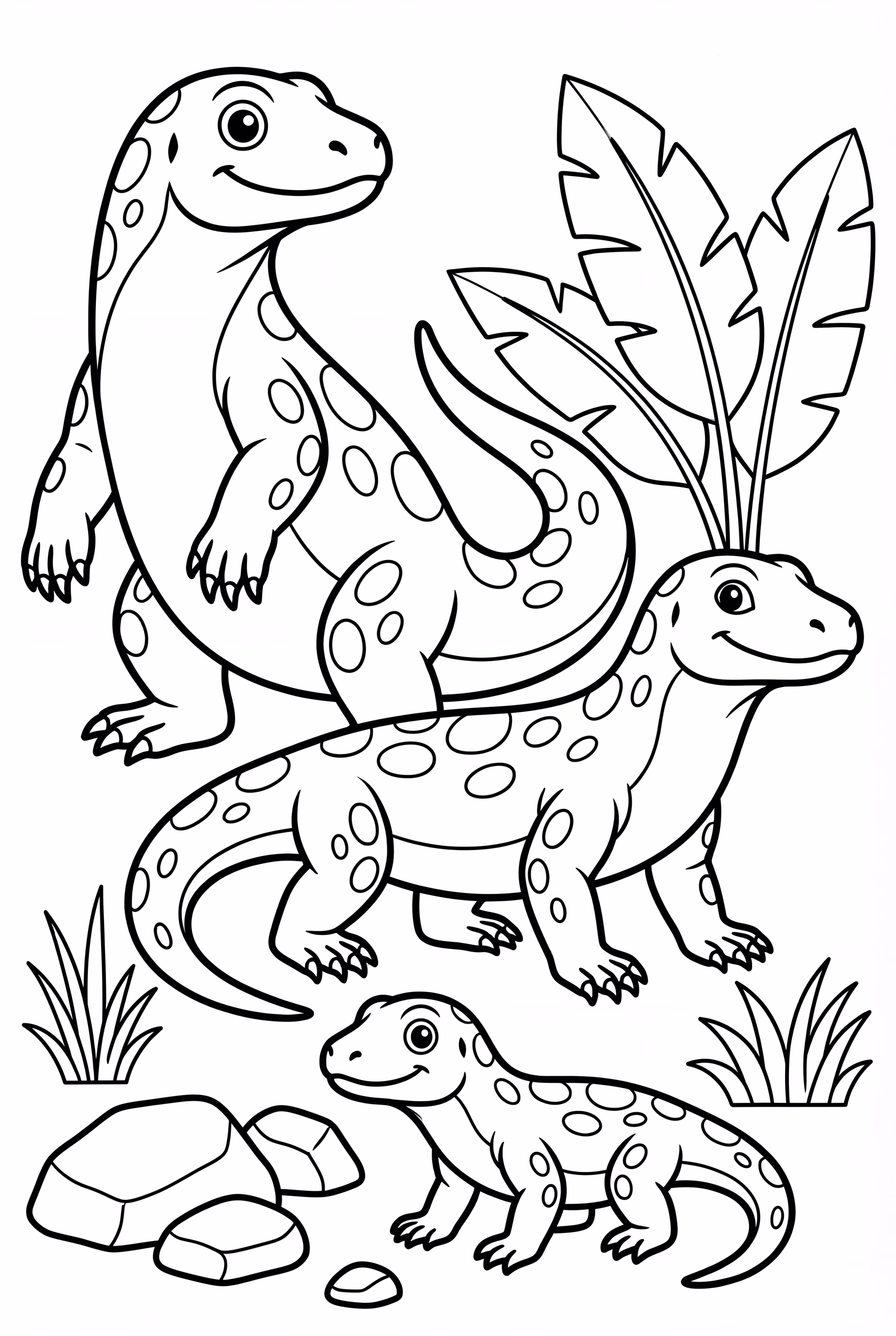 A Family Of Komodo Dragons