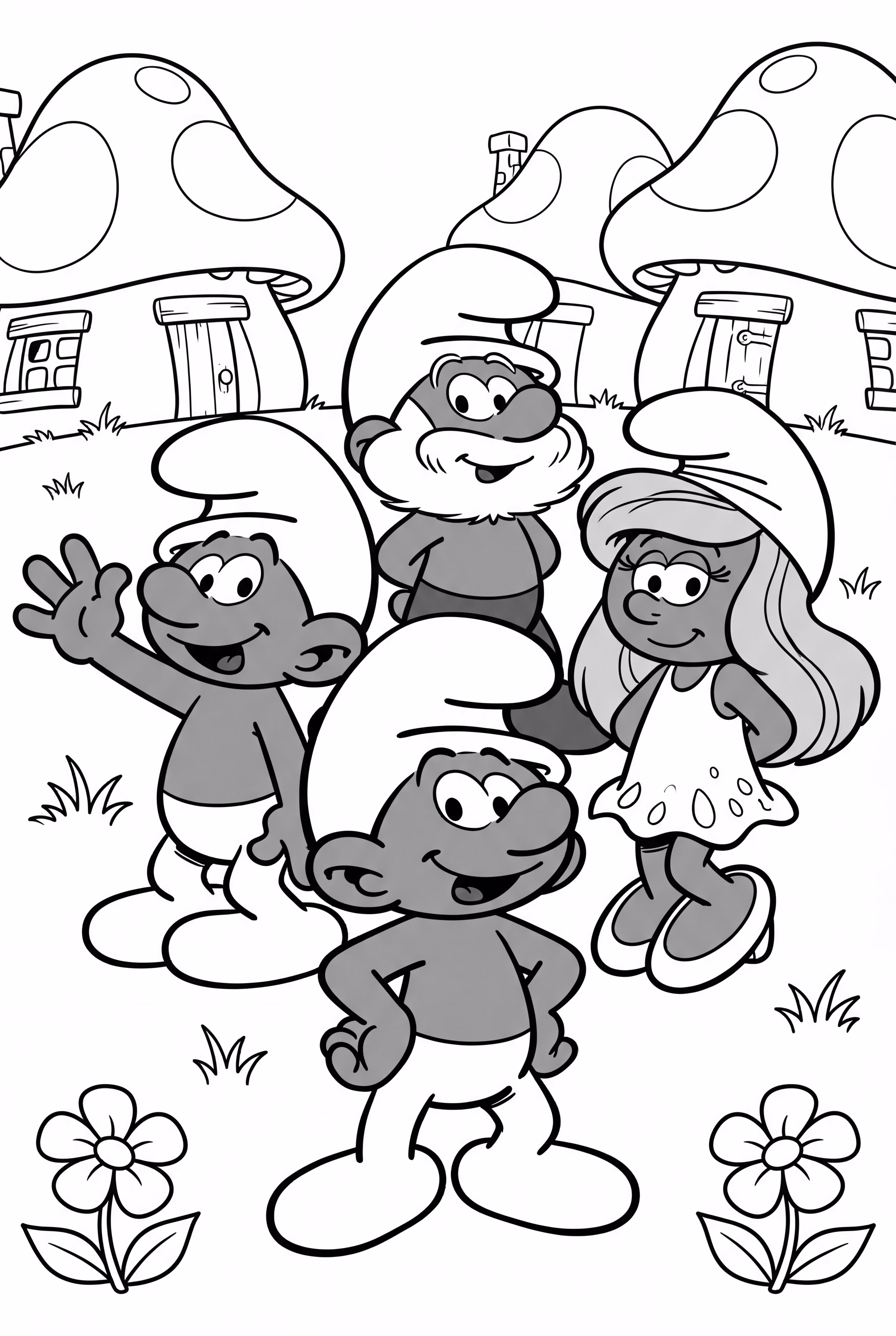 A Family Of Smurfs Posing