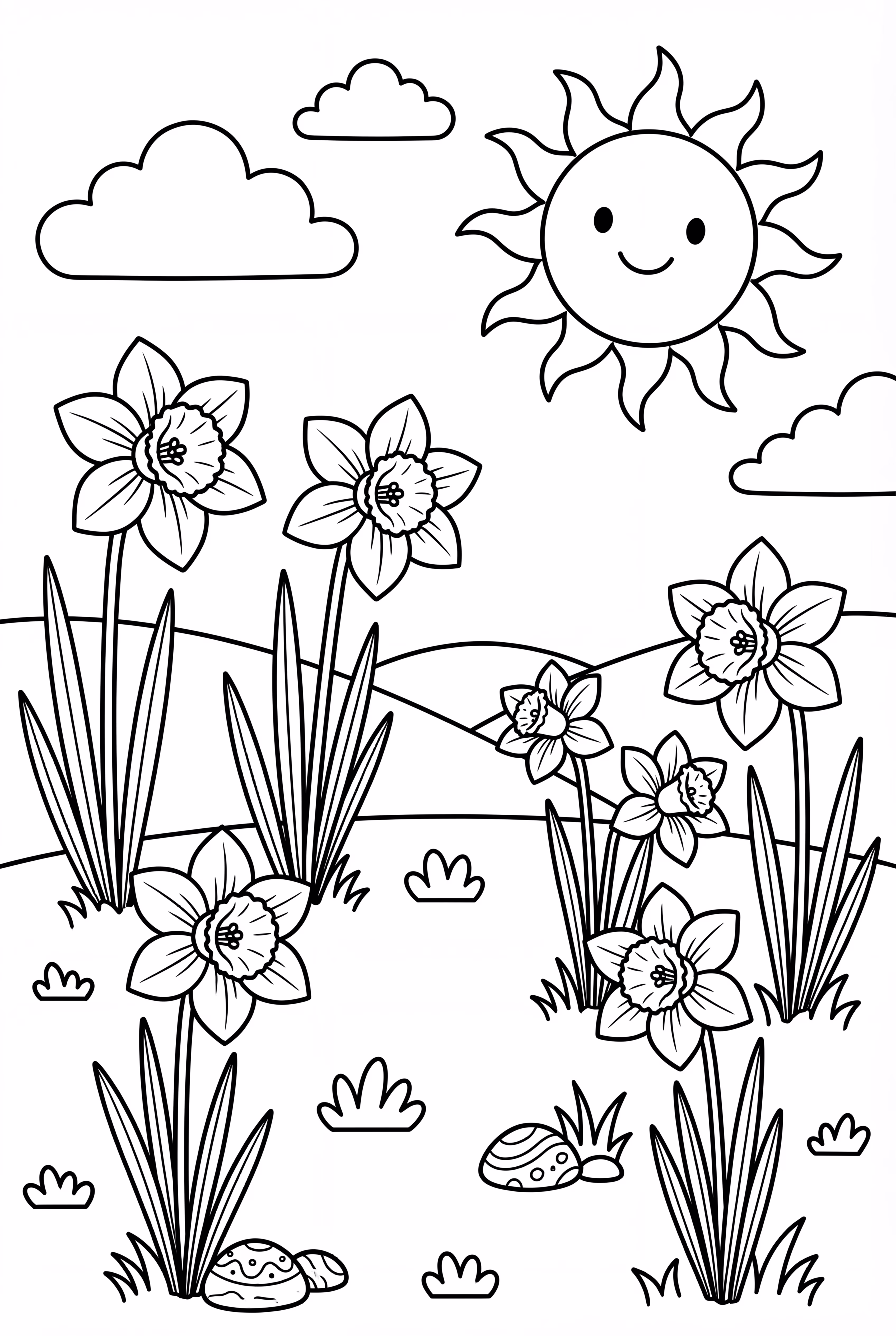 Ein Feld voller Frühlingsnarzissen