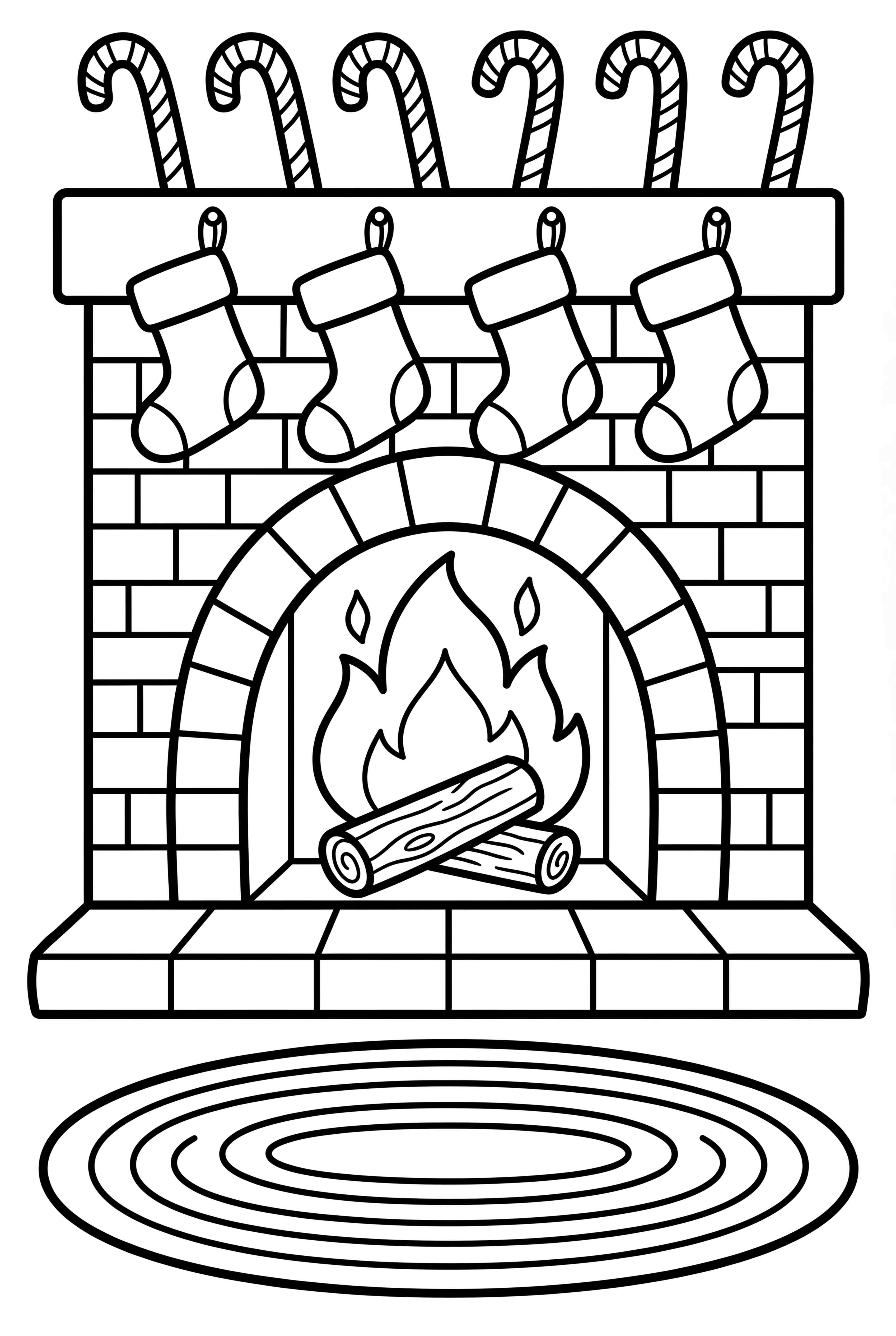 A Fireplace With Hanging Candy Canes