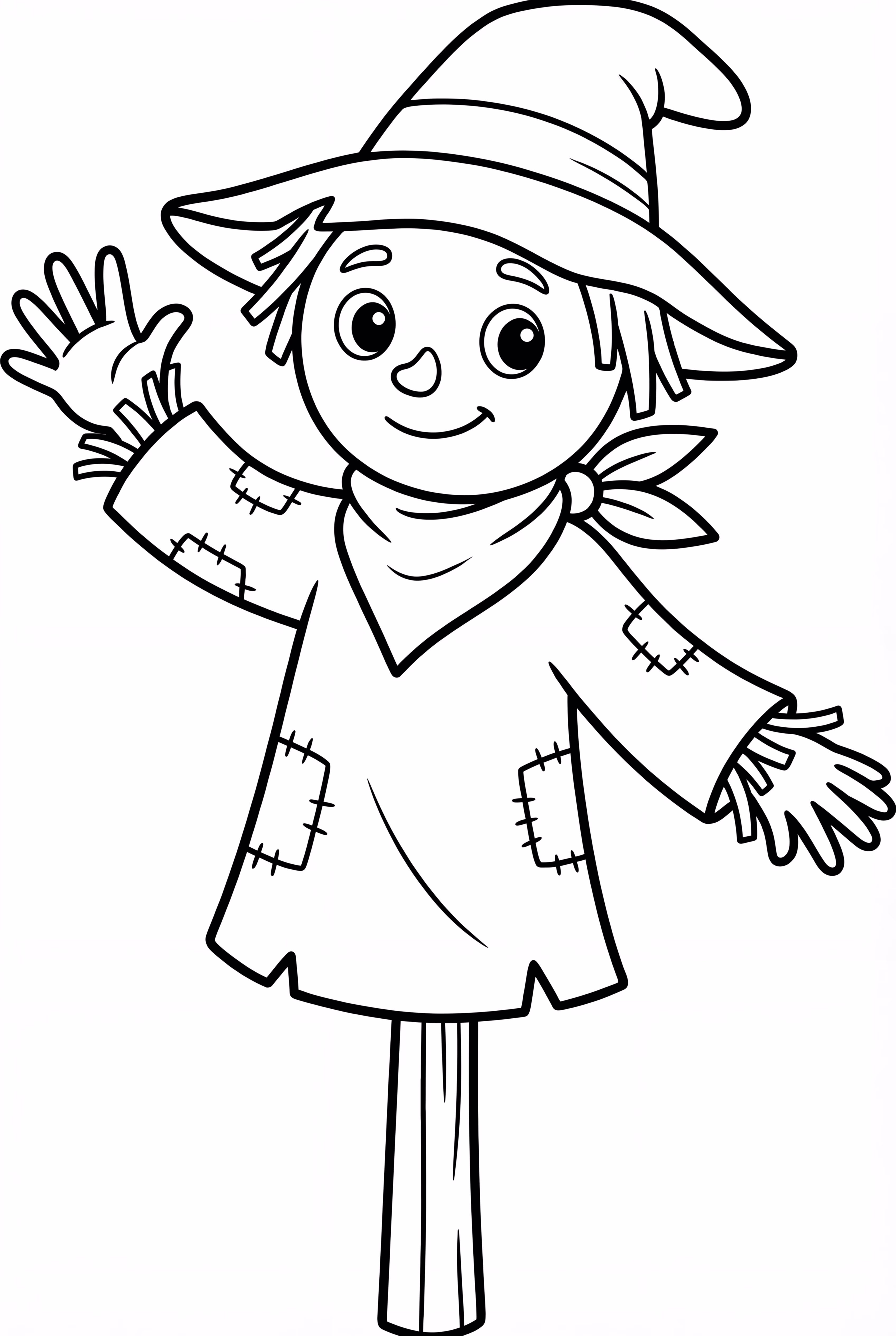 A Friendly Scarecrow Waving