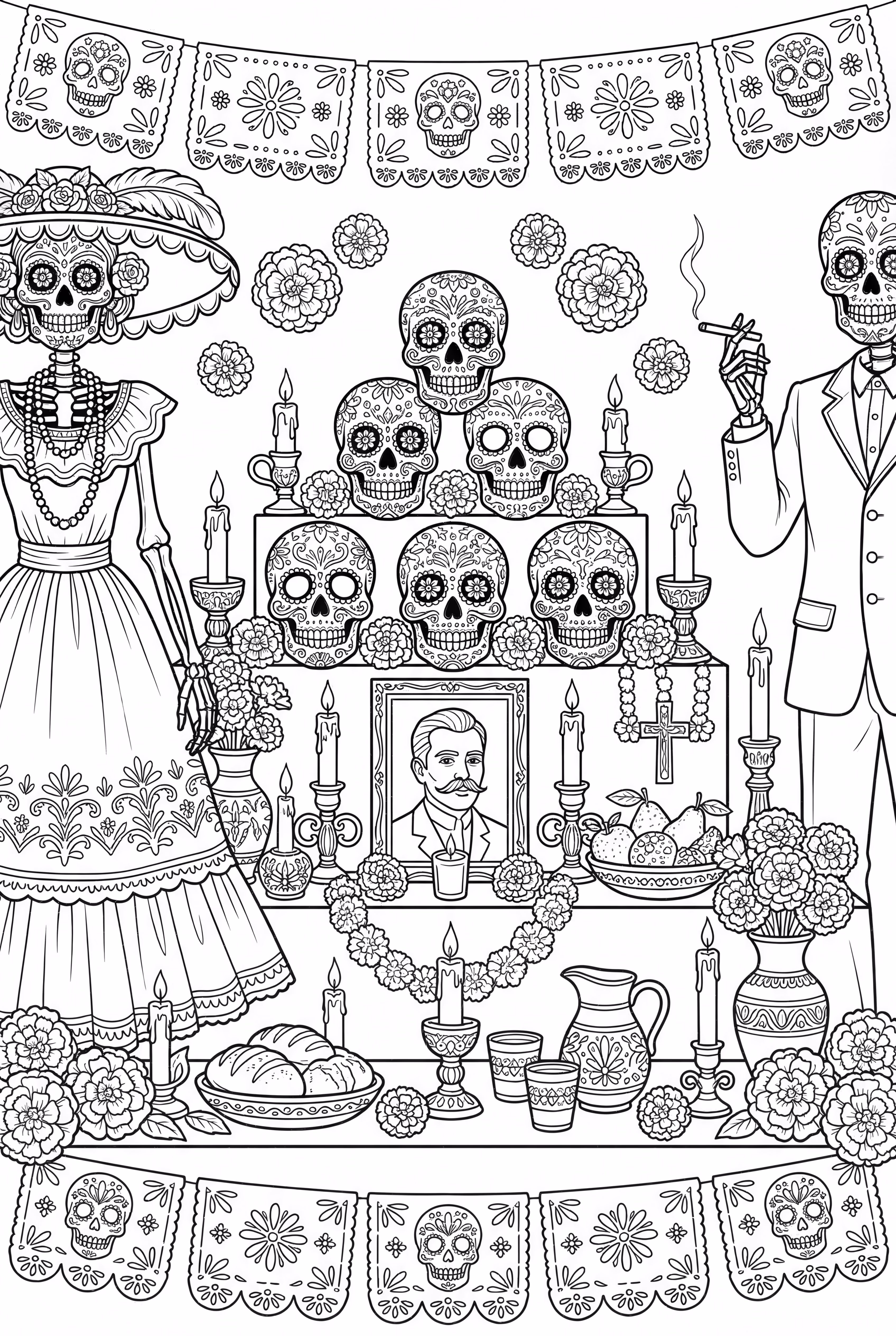 A Full Day of the Dead Ofrenda Scene