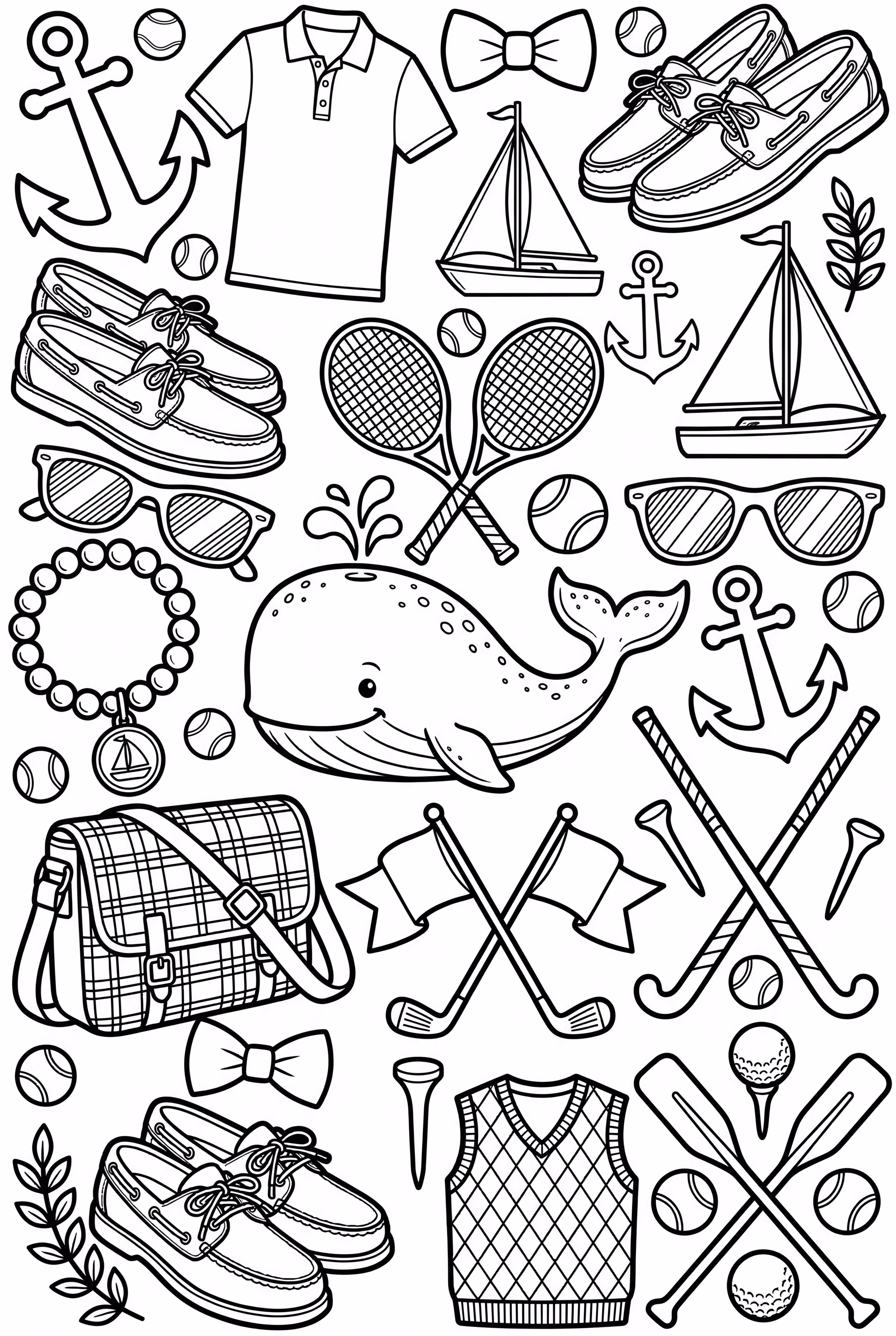 Une page complète de petites icônes preppy