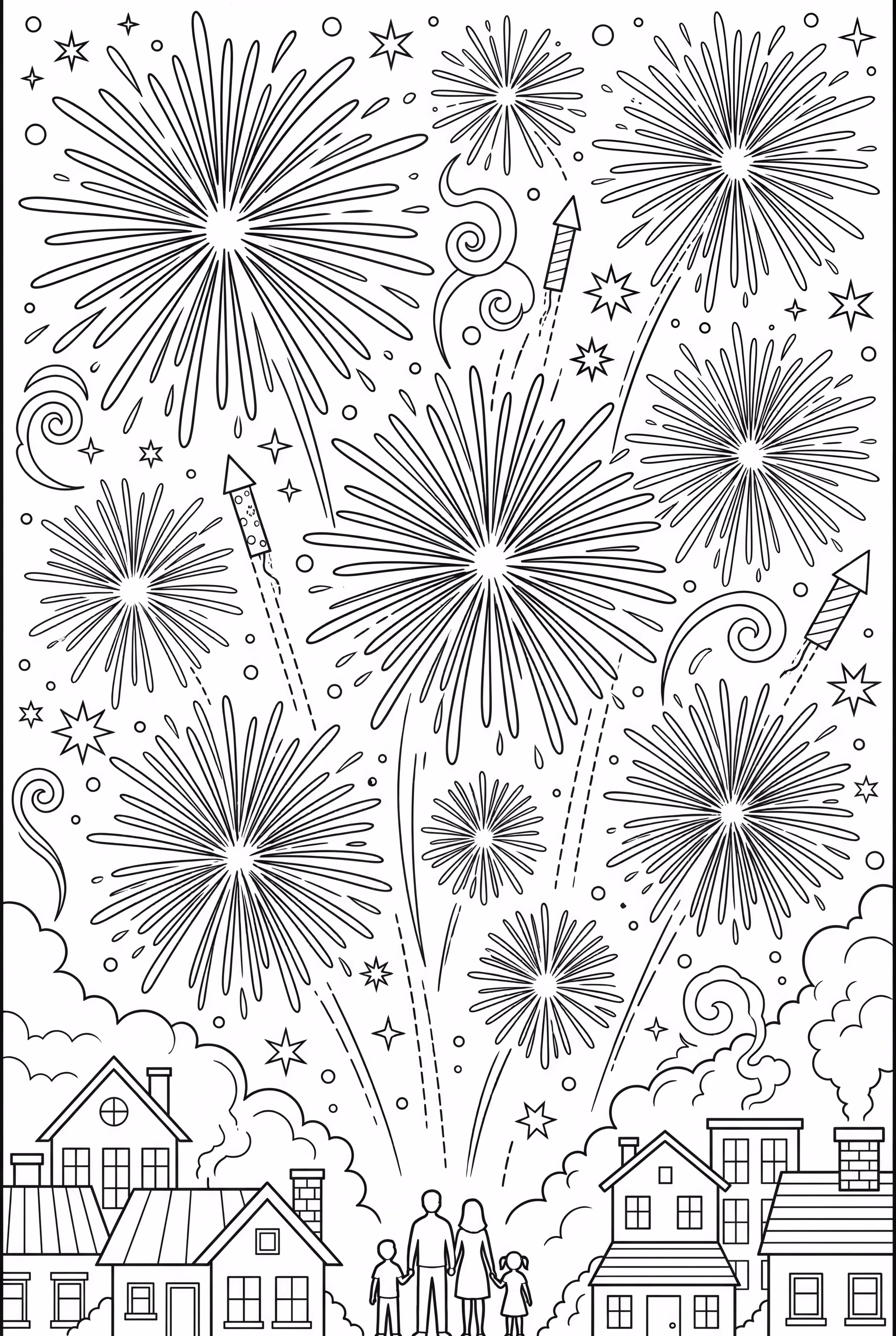 Un ciel rempli de divers feux d'artifice