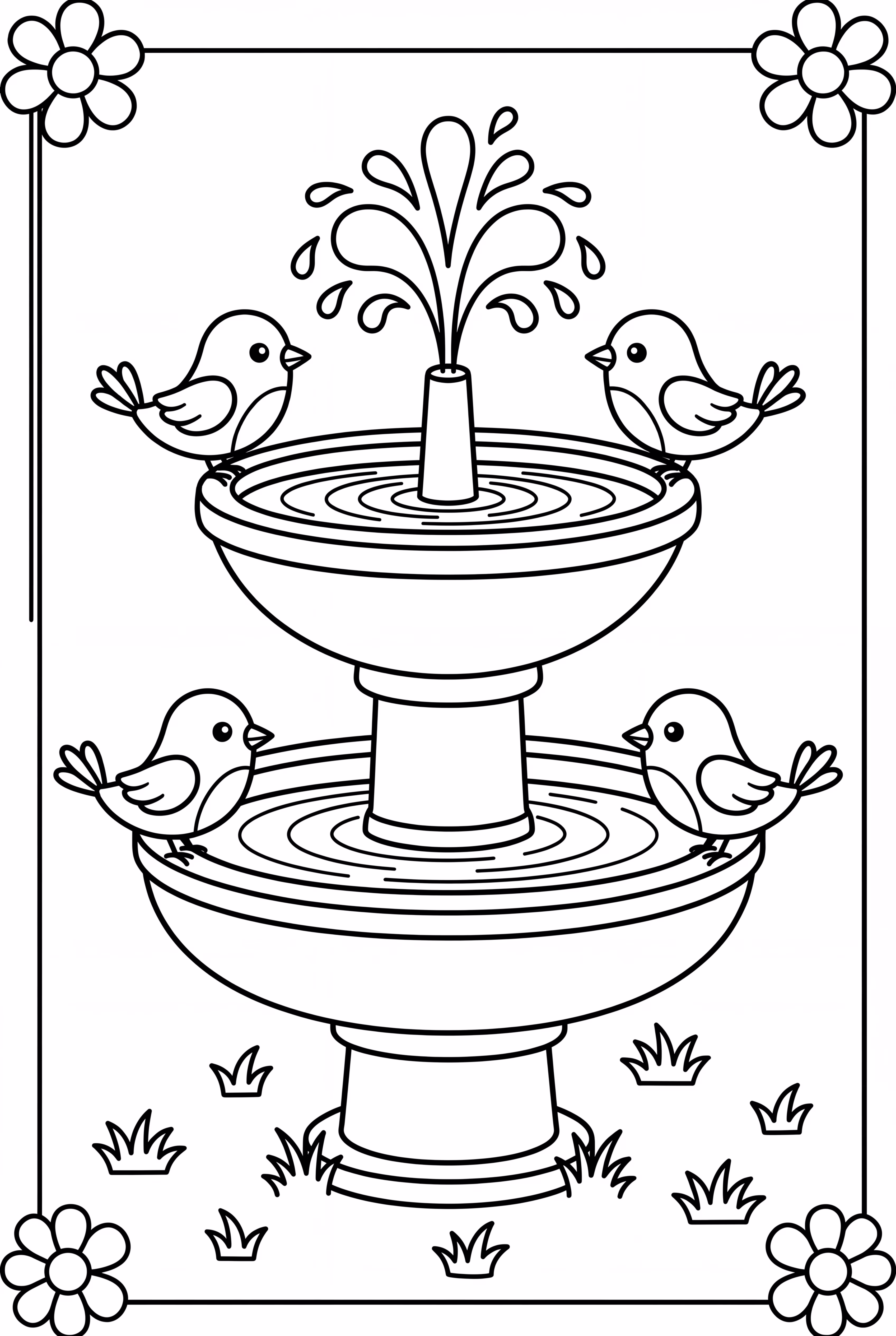A Garden Fountain With Birds