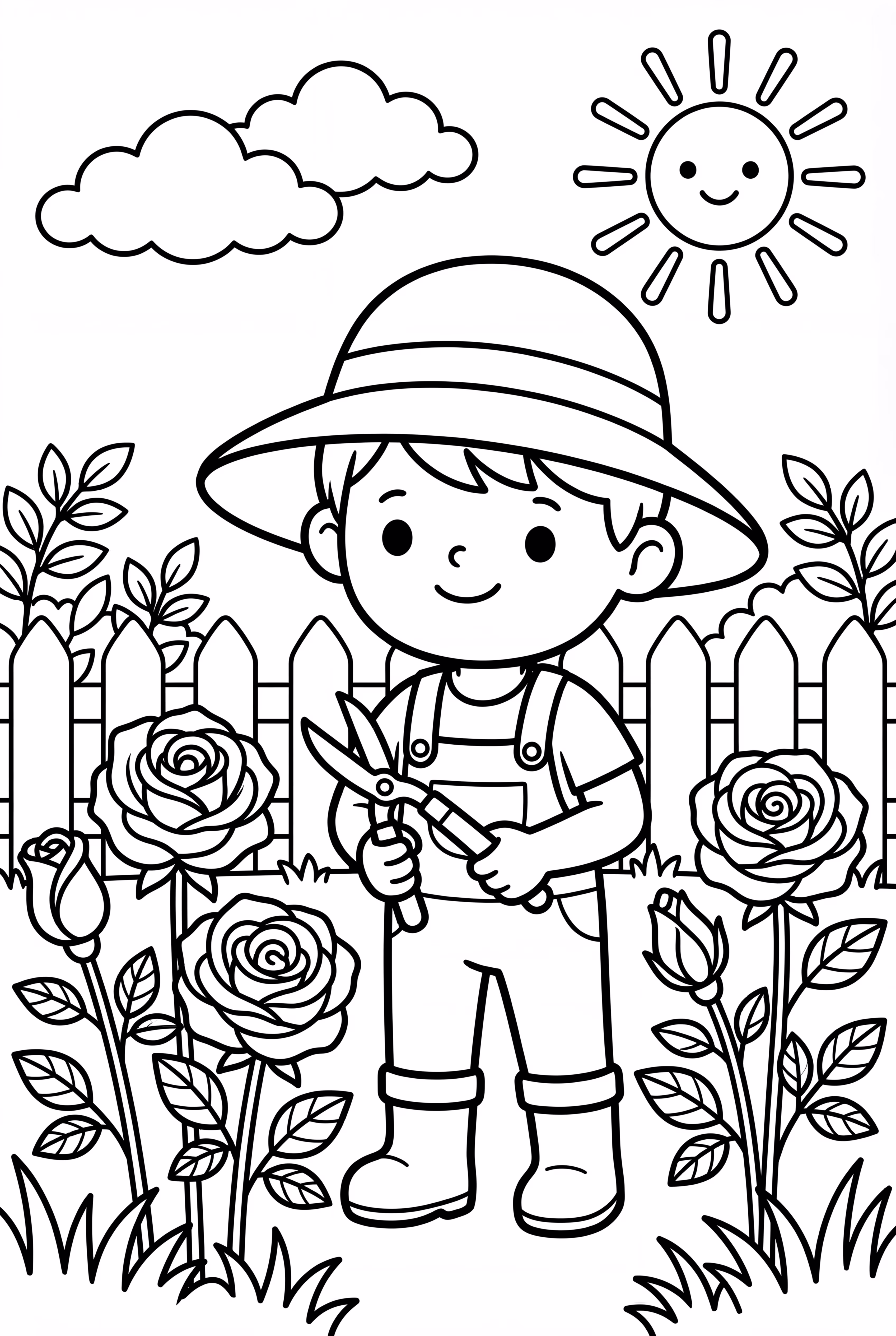 A Gardener Tending To The Rose Garden