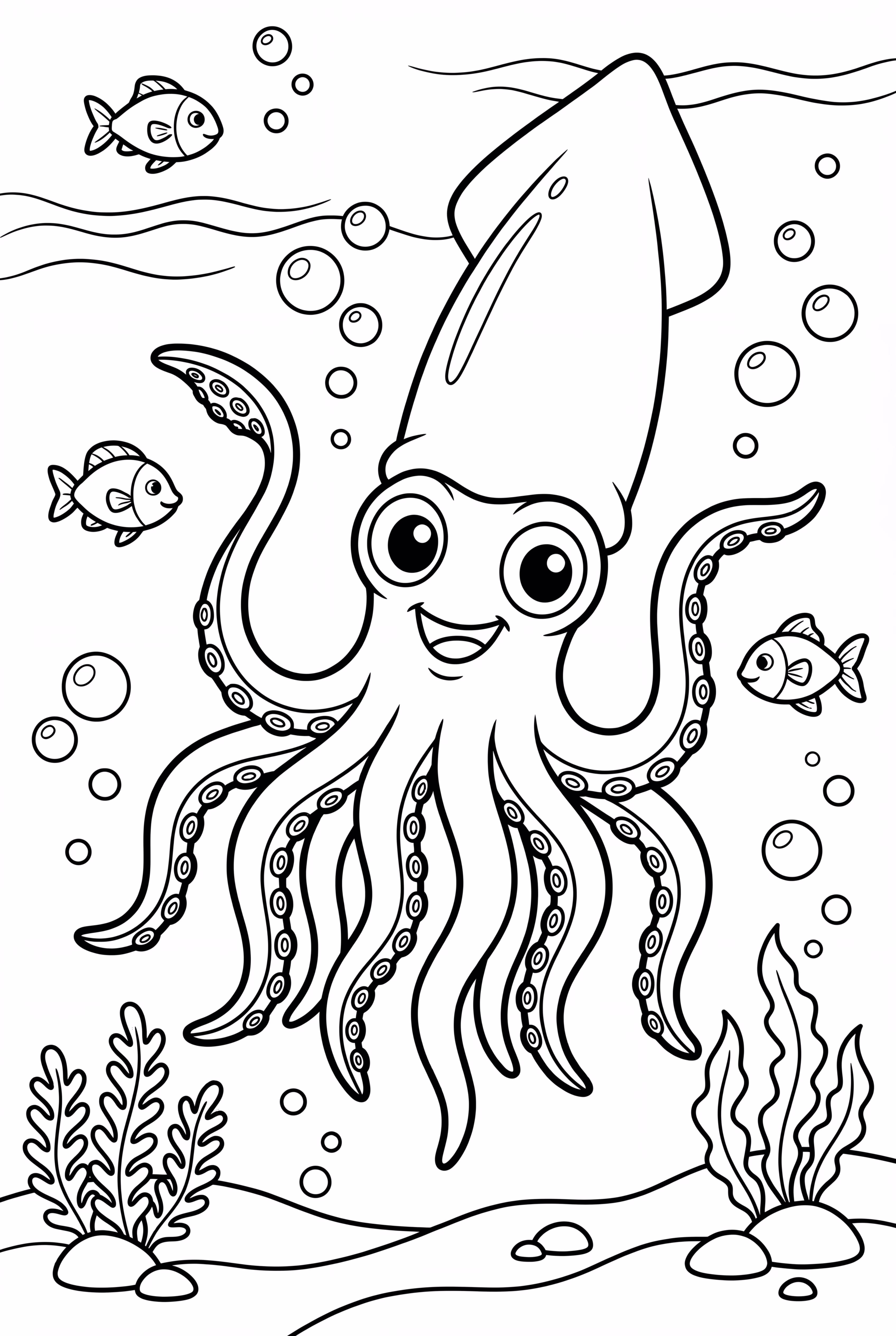 A Giant Squid in the Ocean Depths