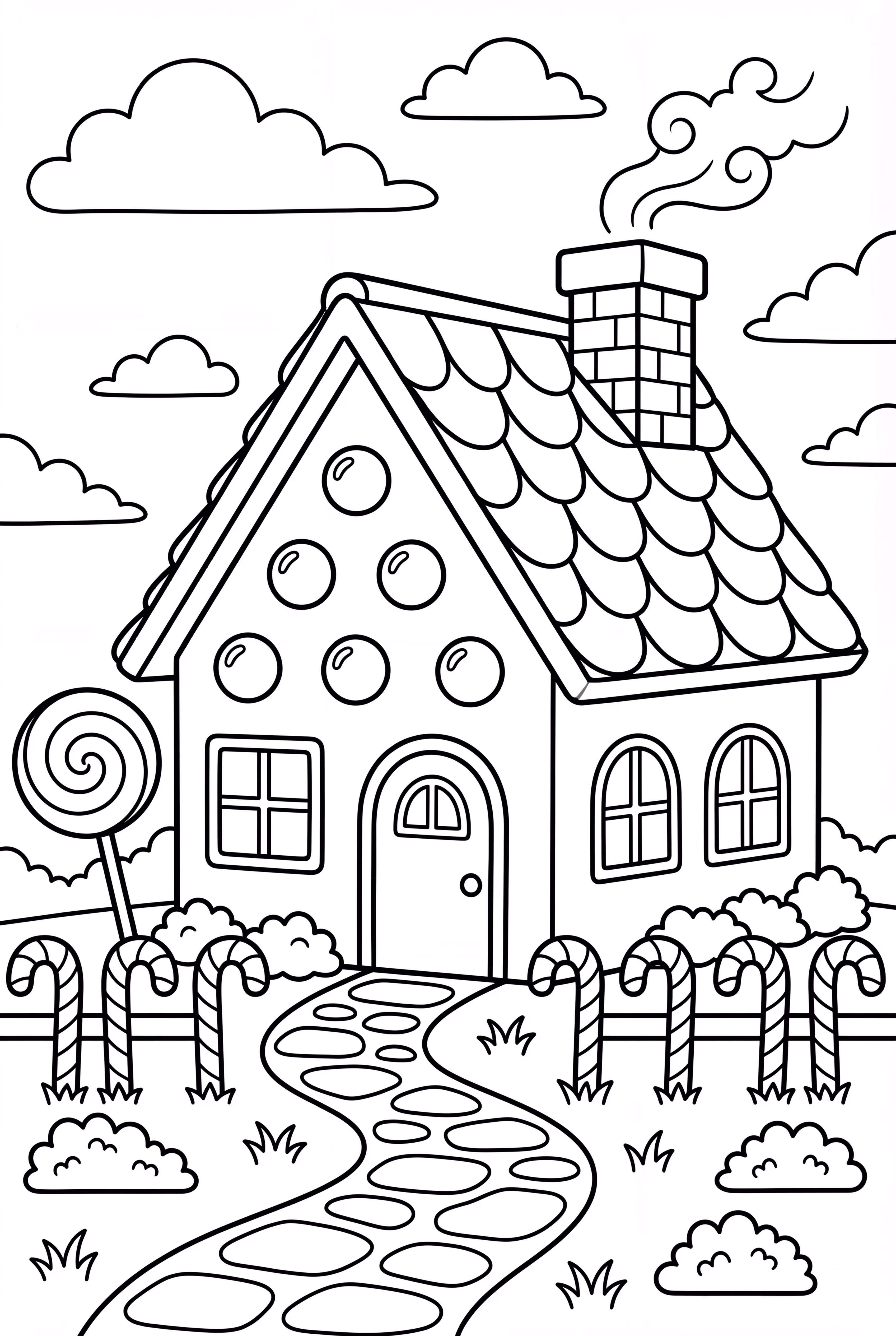 A Gingerbread House With A Candy Cane Fence