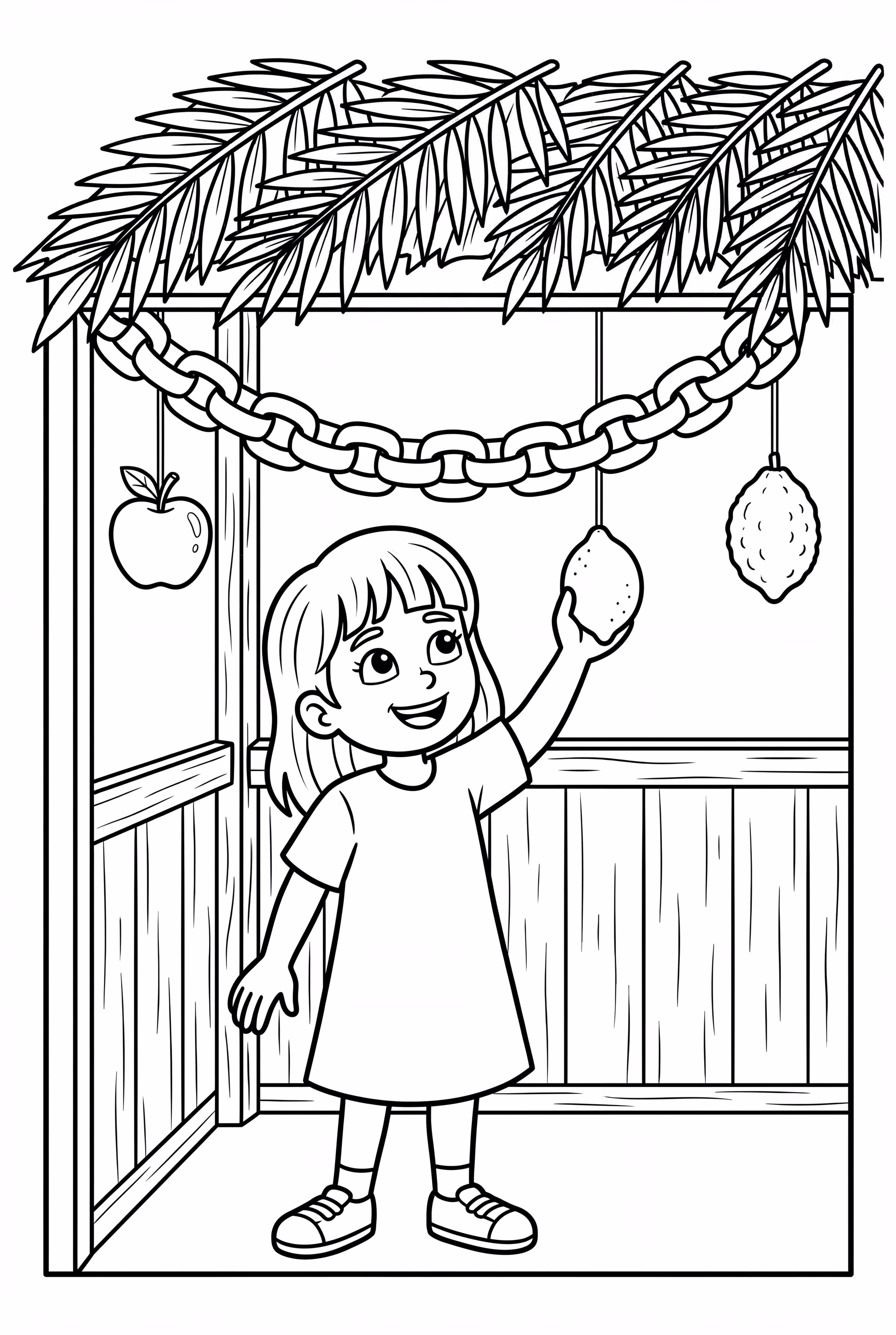 一个女孩挂住棚节装饰