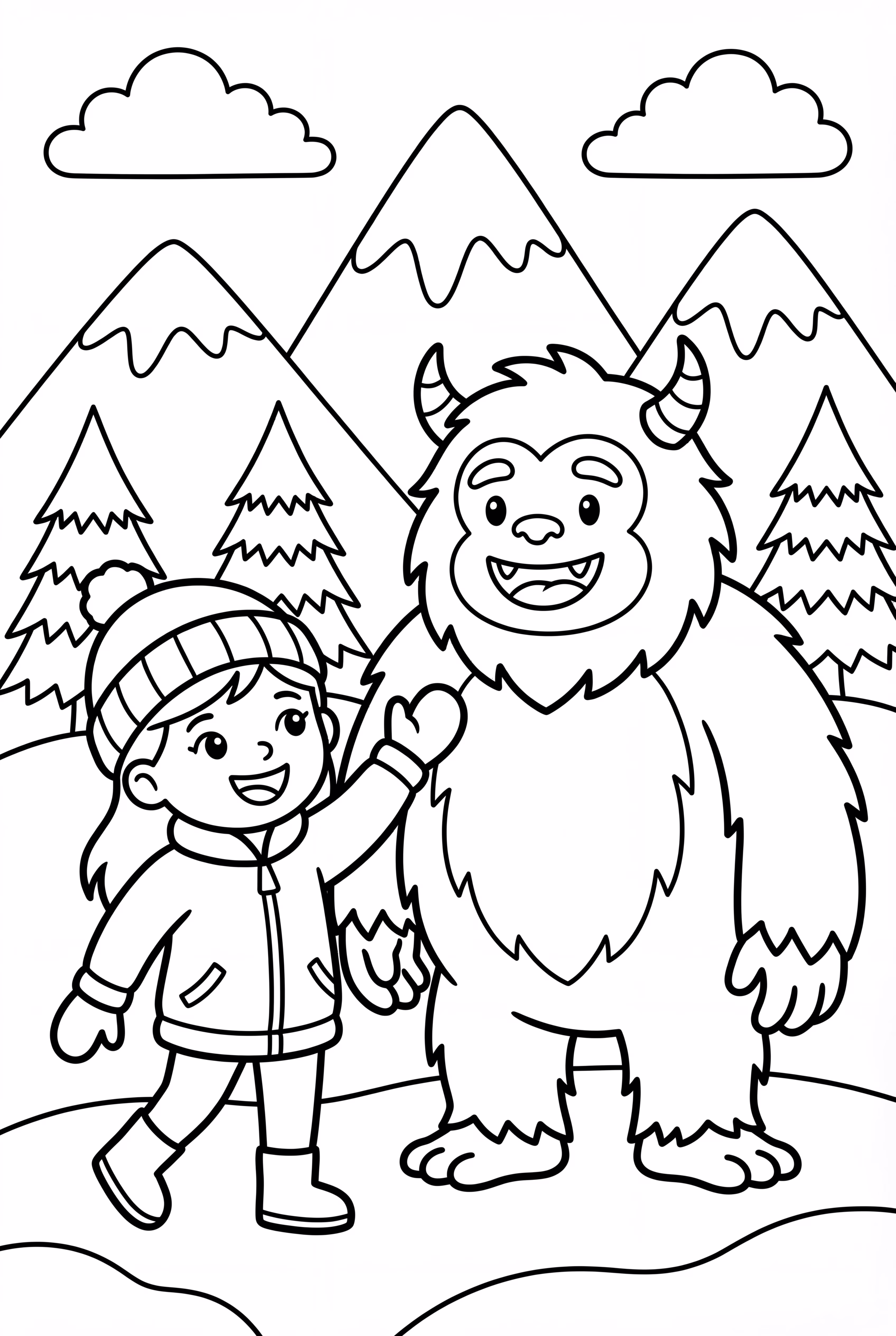 A Girl Meeting A Friendly Yeti