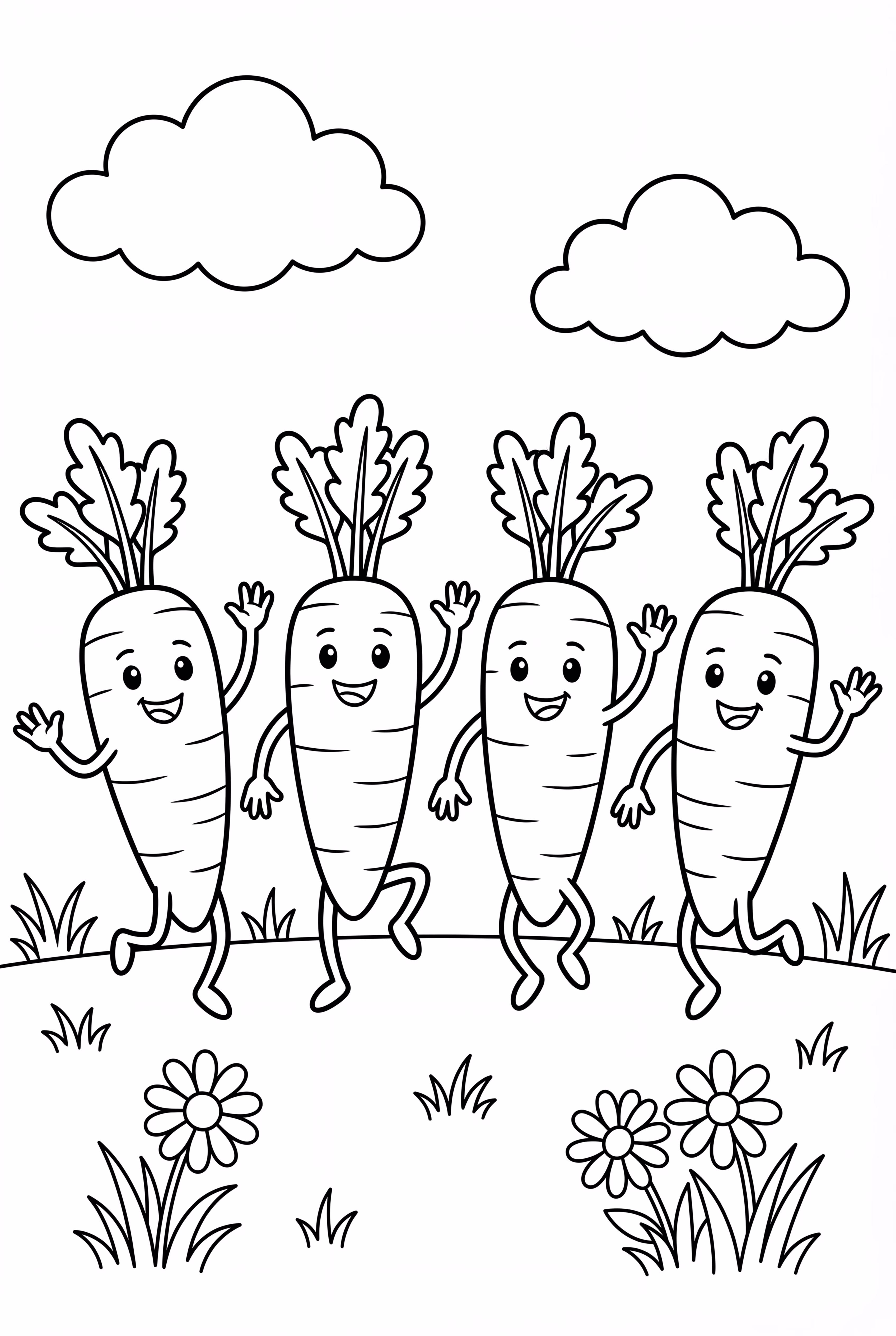 一群跳舞的紅蘿蔔角色