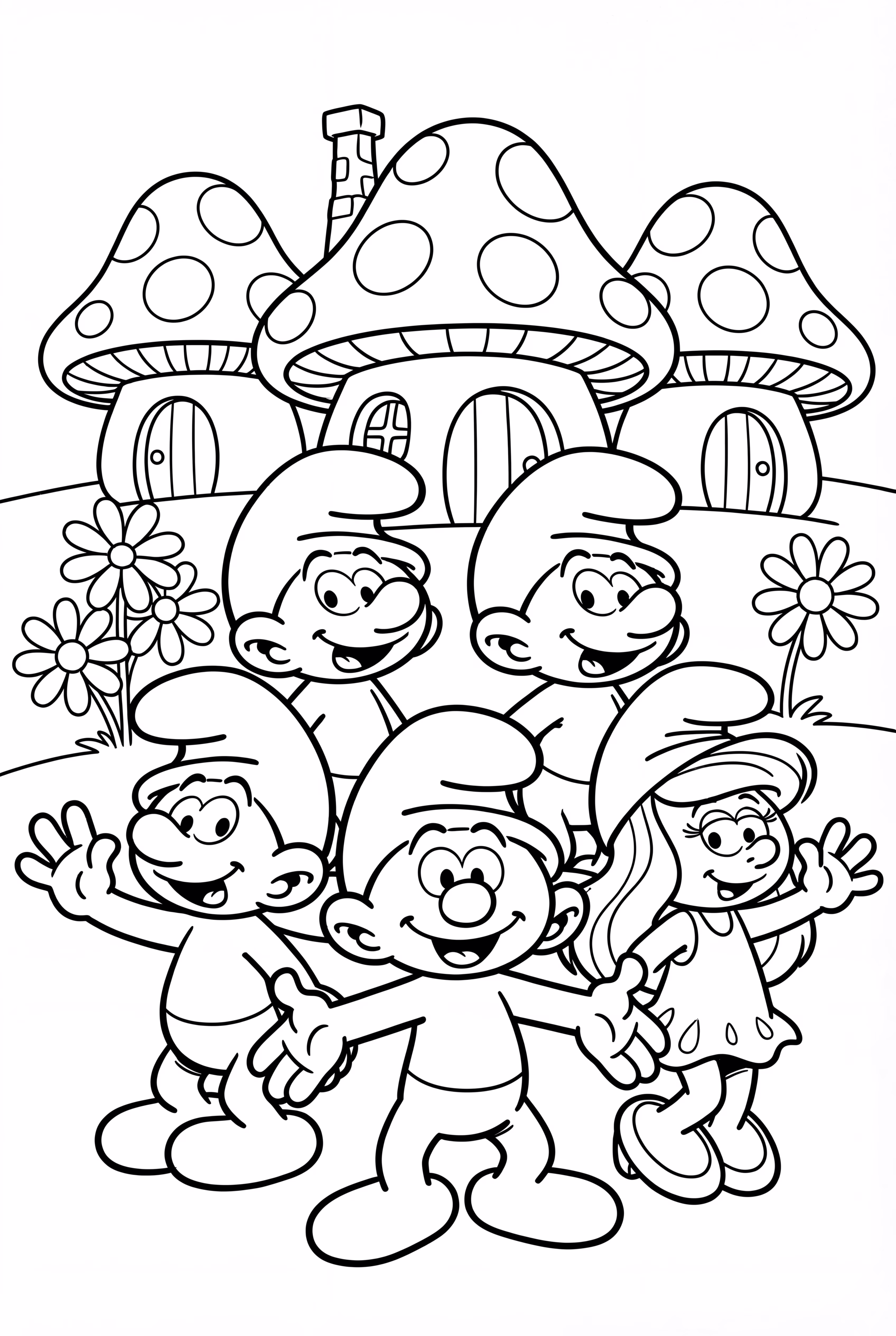 A Group Of Happy Smurfs Together