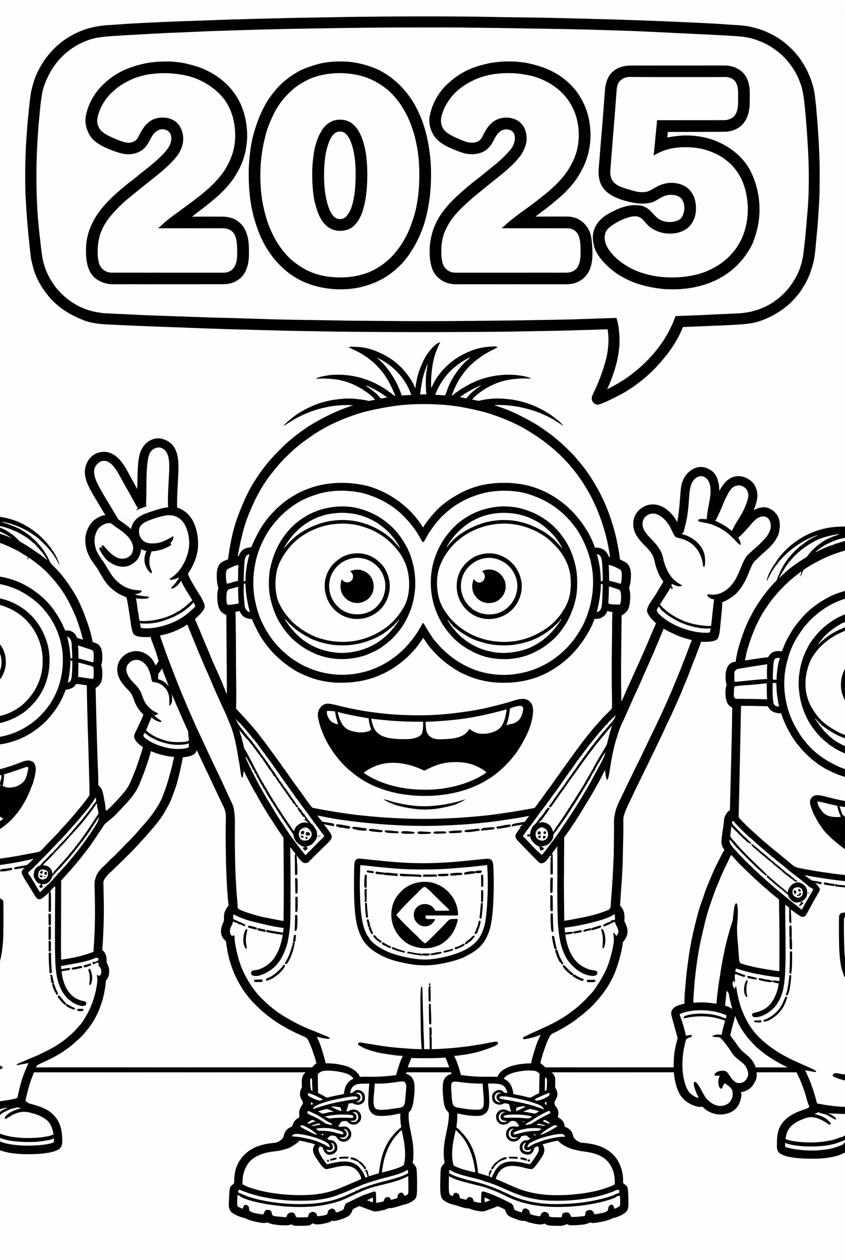 a group of minions celebrates 2025