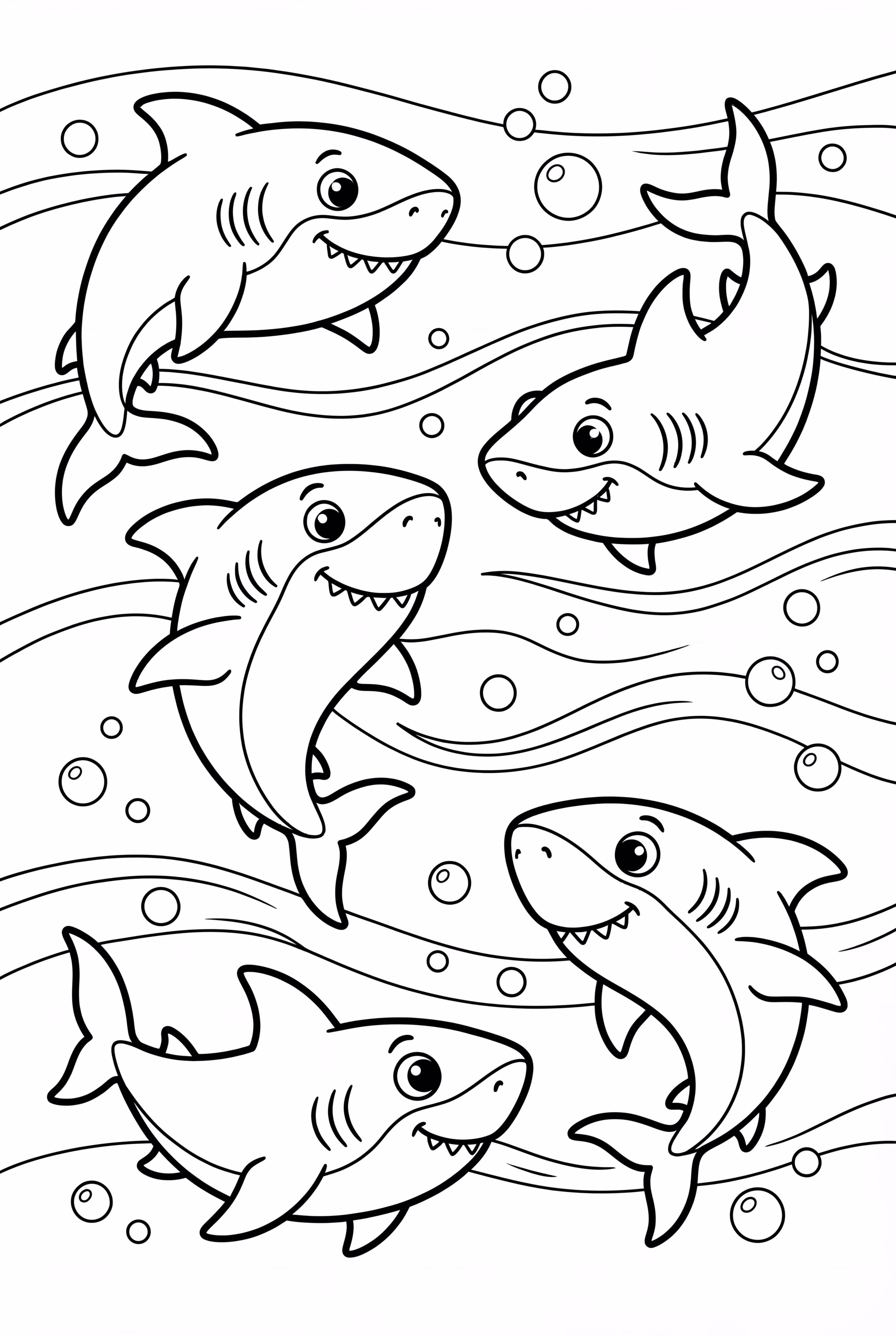 A Group of Sharks in the Ocean
