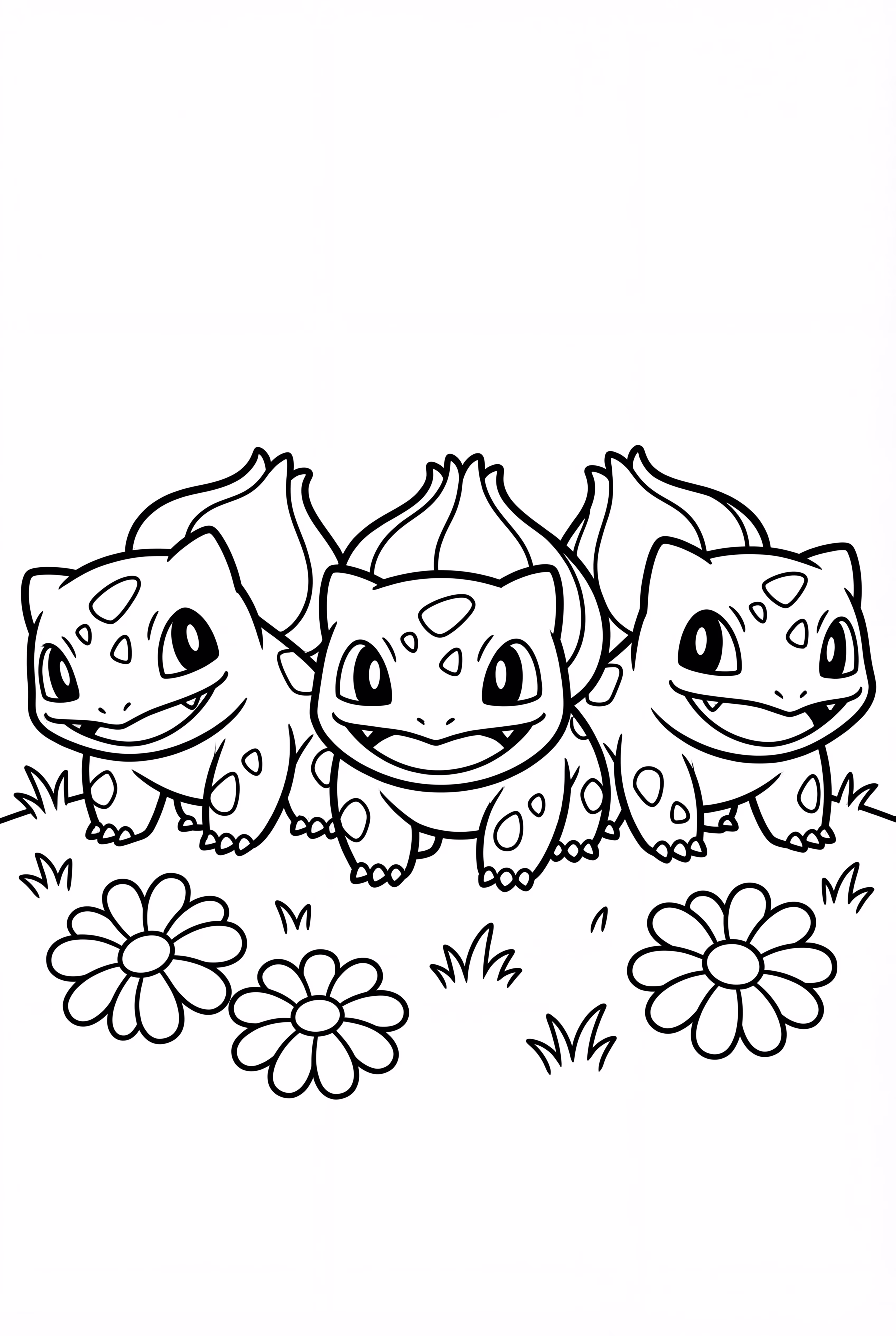 Eine Gruppe von drei Bisasam zusammen