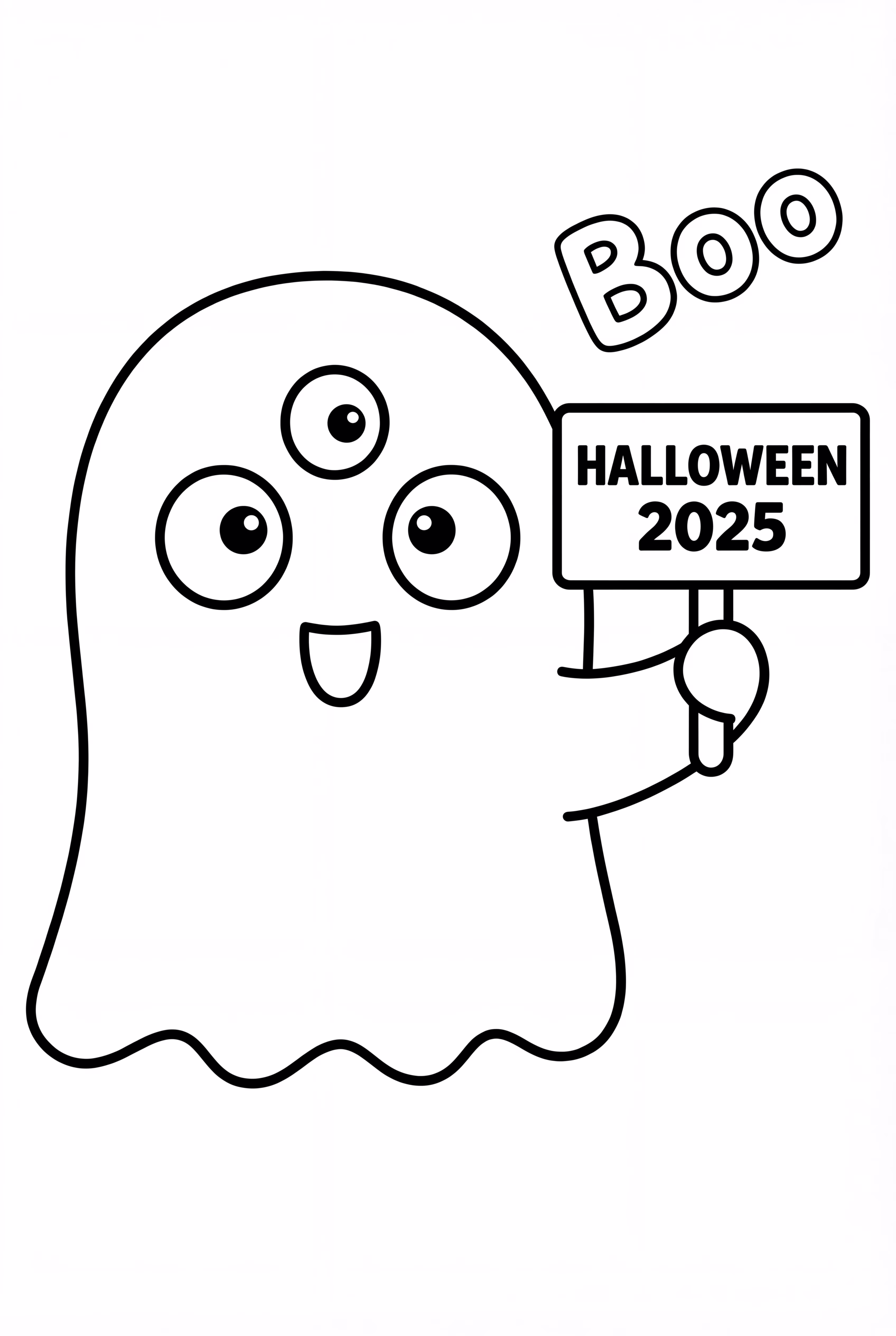 A Halloween 2025 Ghost Saying Boo