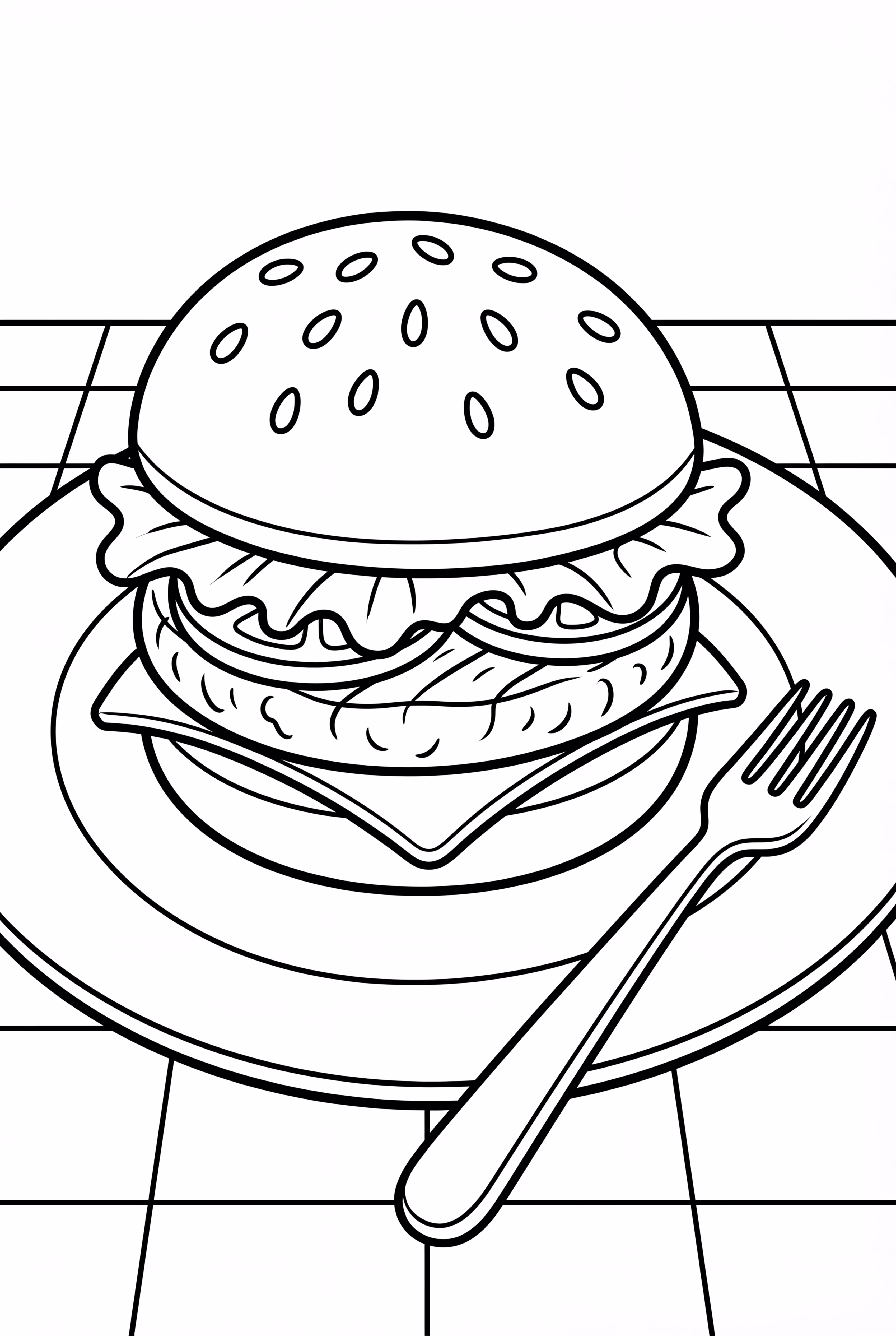 盘子里的汉堡配叉子