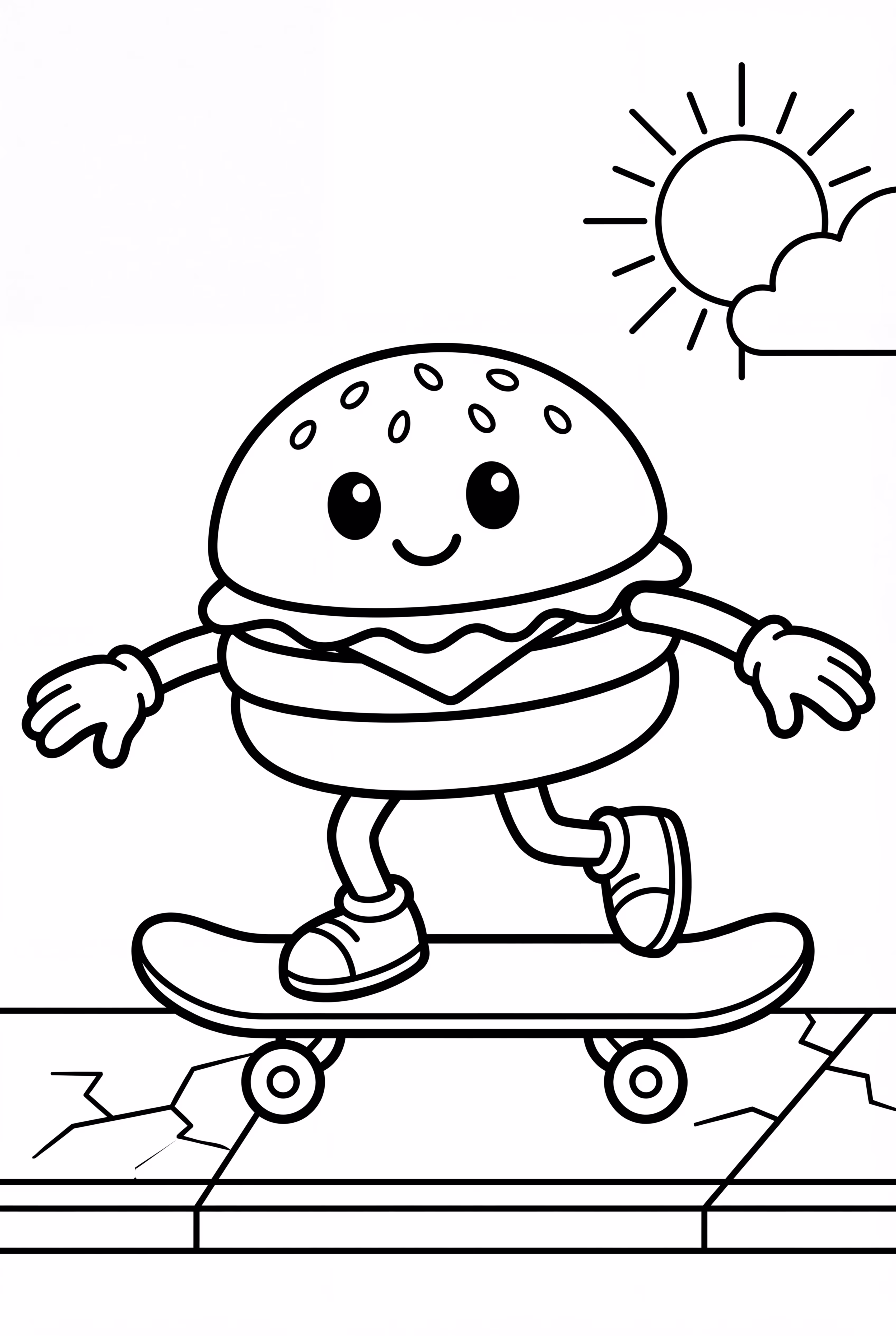 A Hamburger Riding A Skateboard