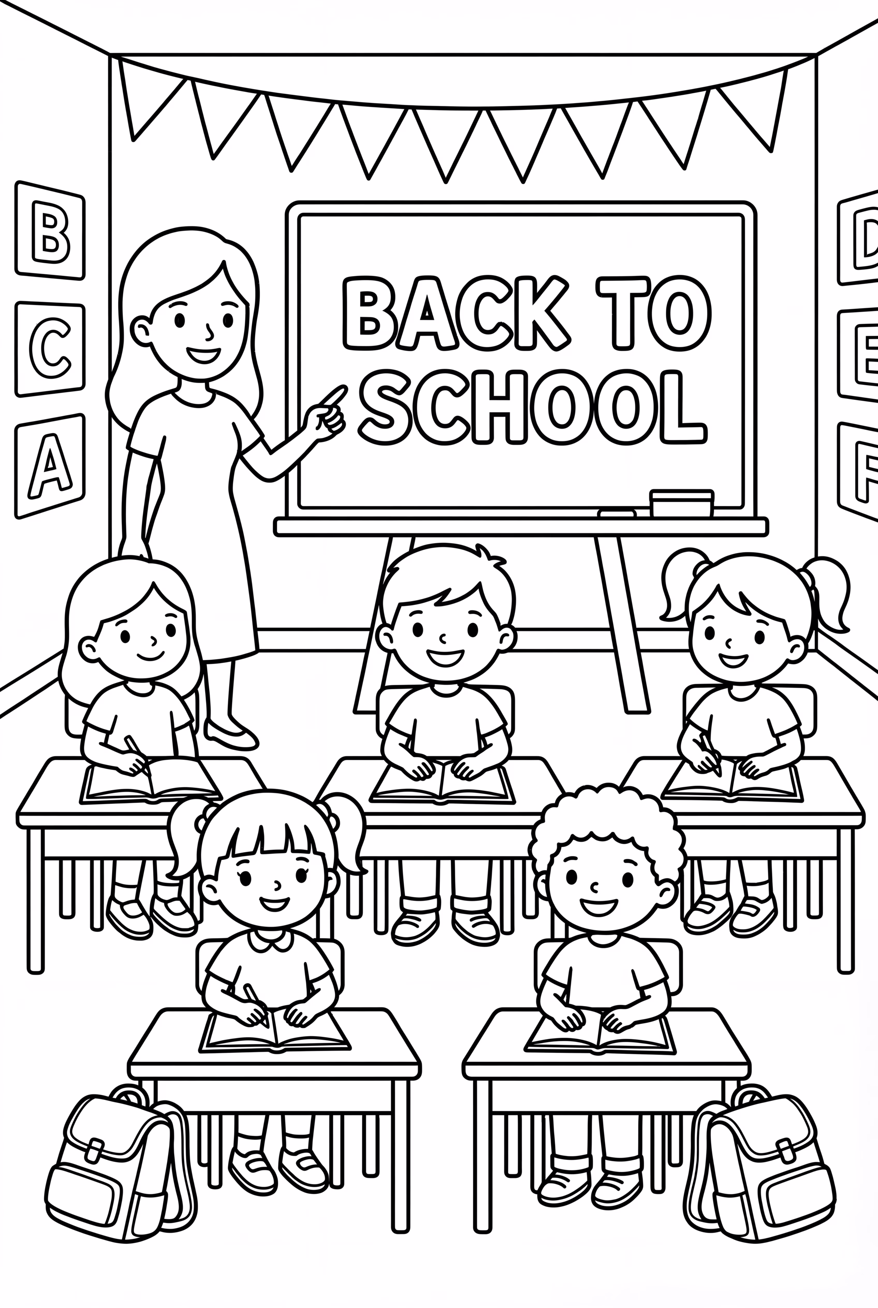 Ein fröhliches Klassenzimmer zum Schulanfang