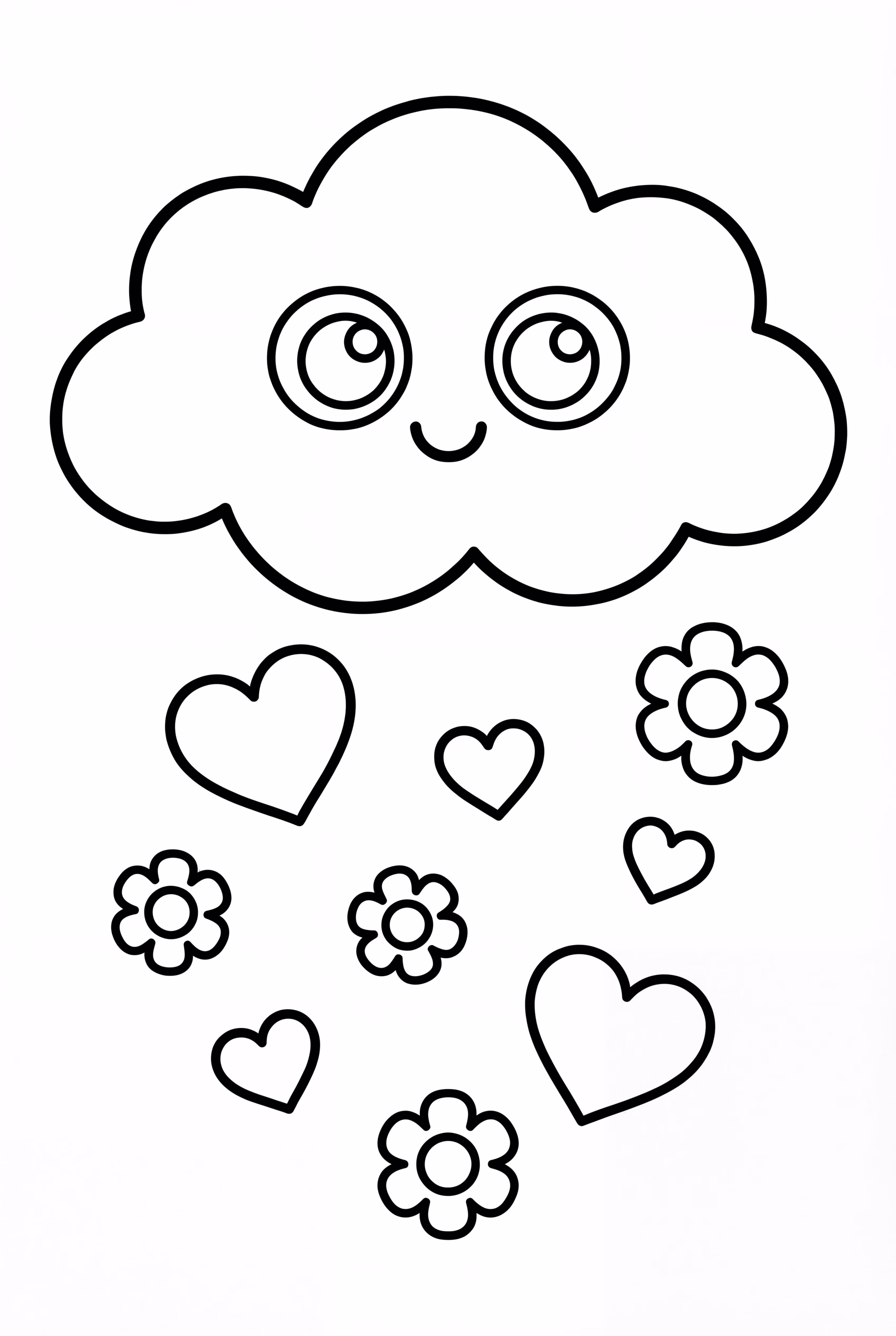 A Happy Cloud Raining Hearts and Flowers