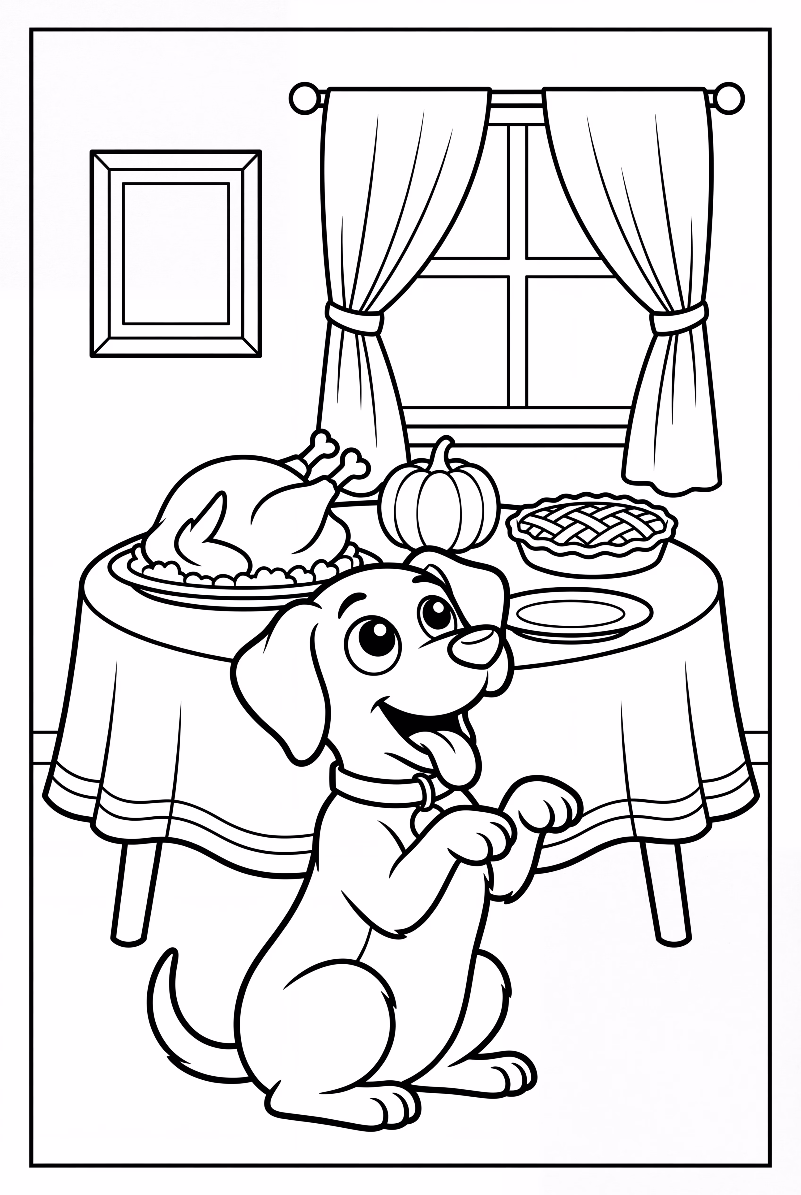 A Happy Dog Begging For Thanksgiving Food