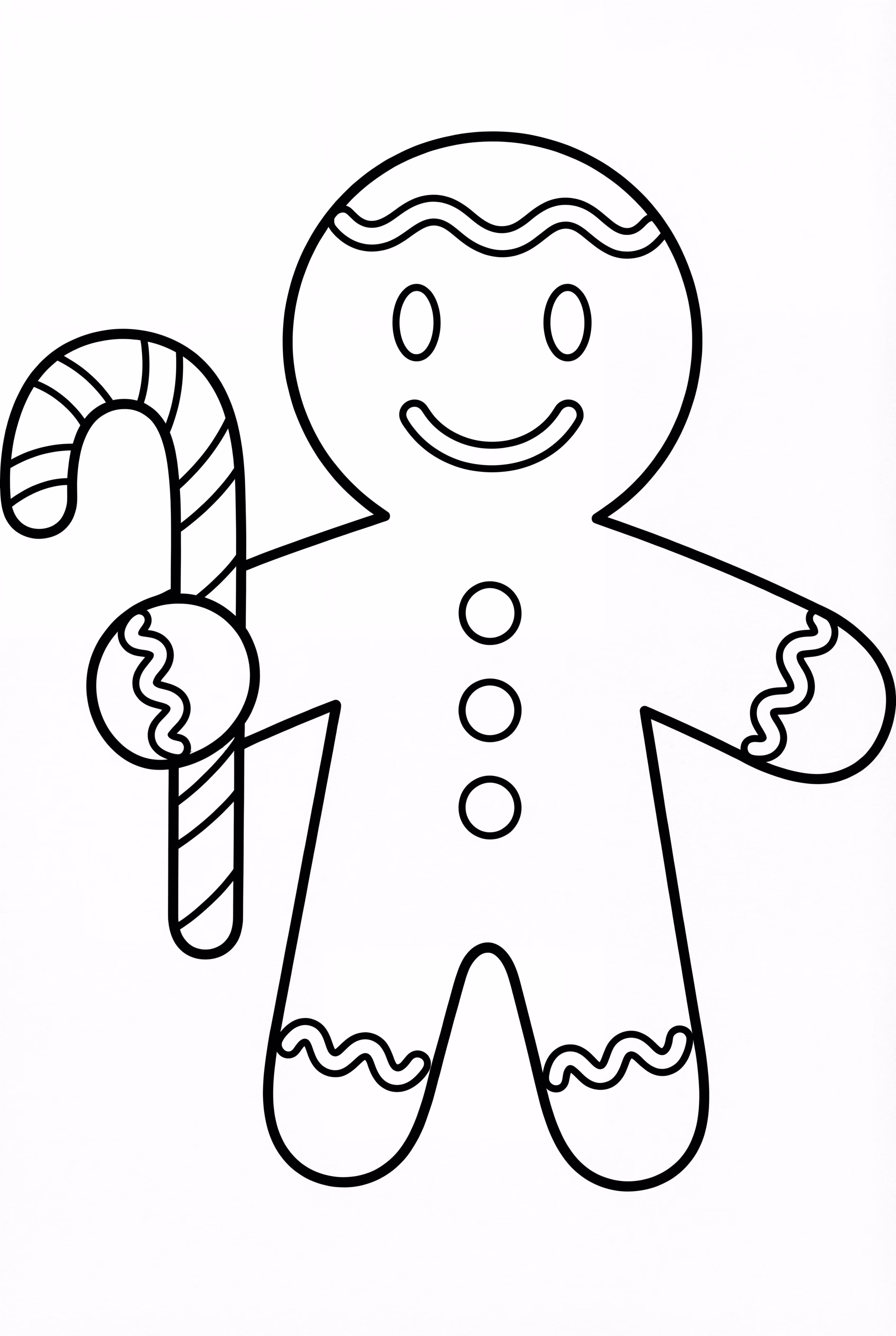 A Happy Gingerbread Man With A Candy Cane