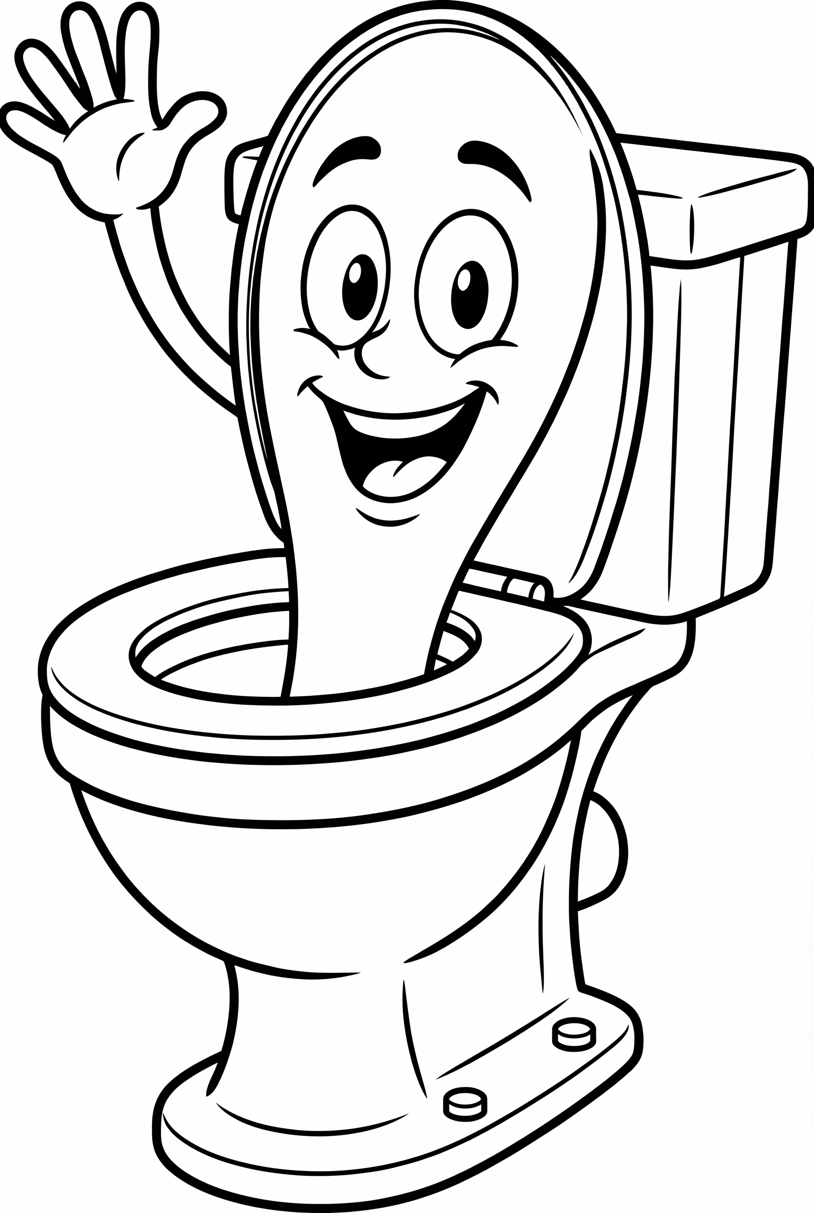 Eine fröhliche Skibidi-Toilette, die winkt