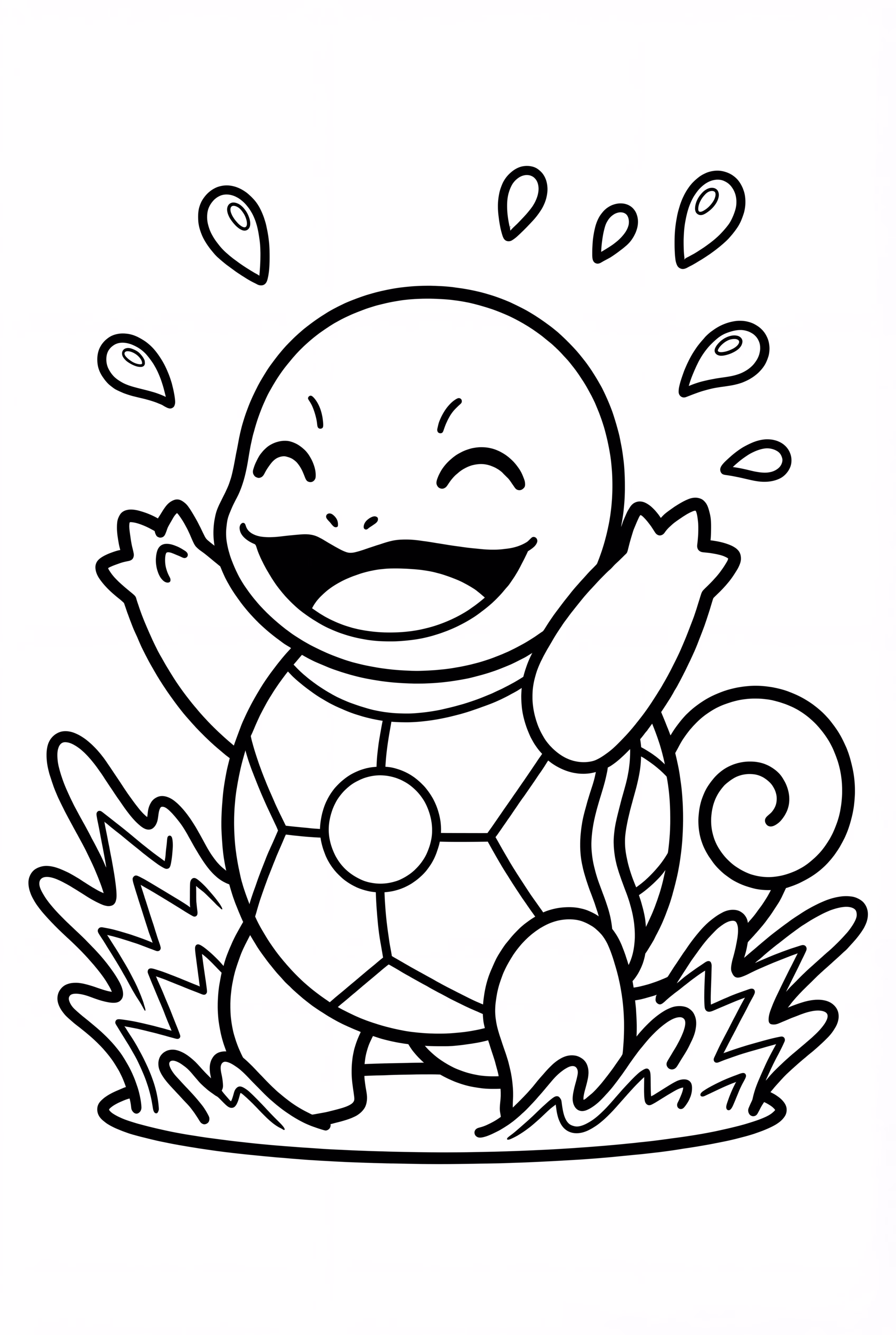 Un Carapuce Heureux Éclaboussant de l'Eau