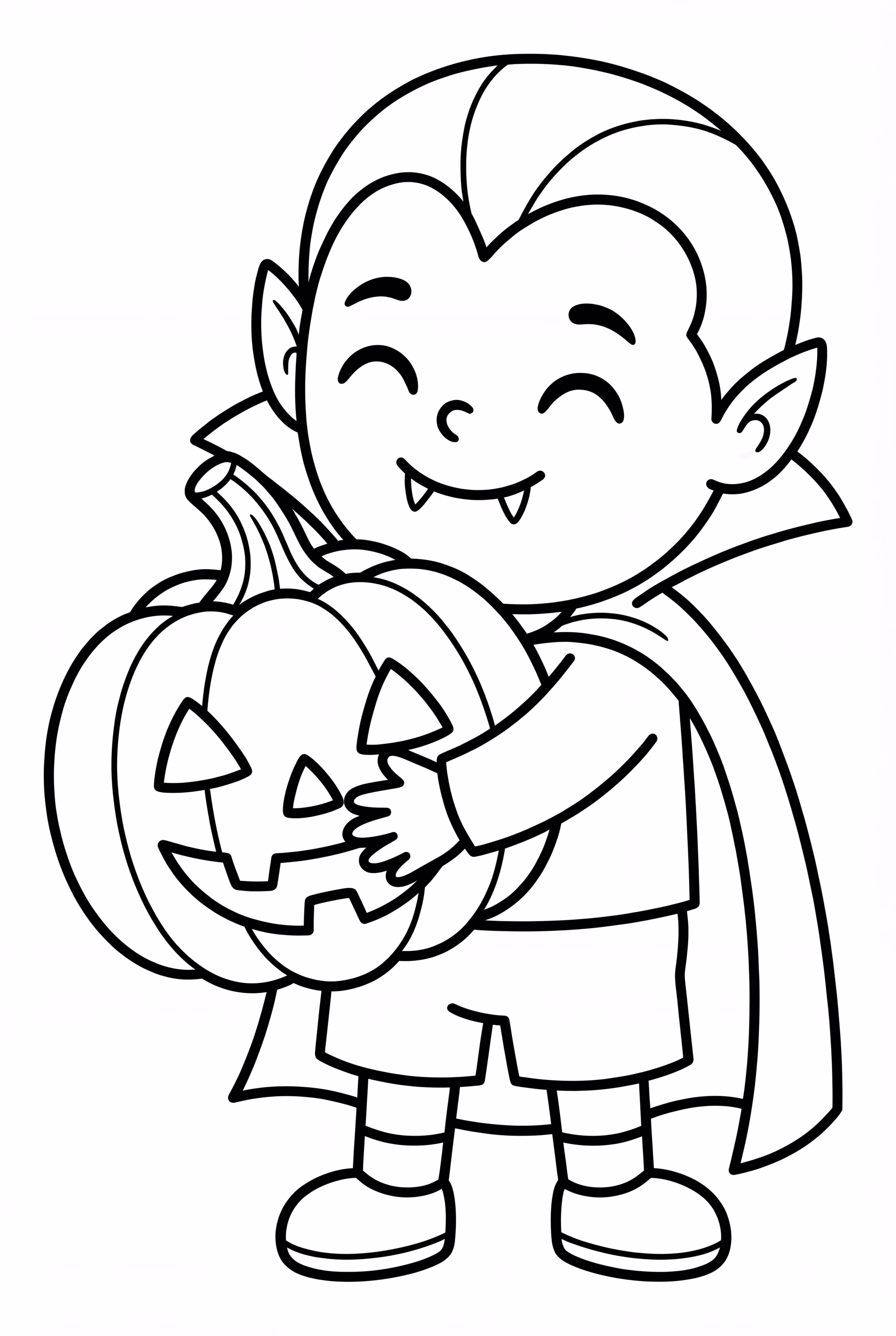 A Happy Vampire Holding A Pumpkin